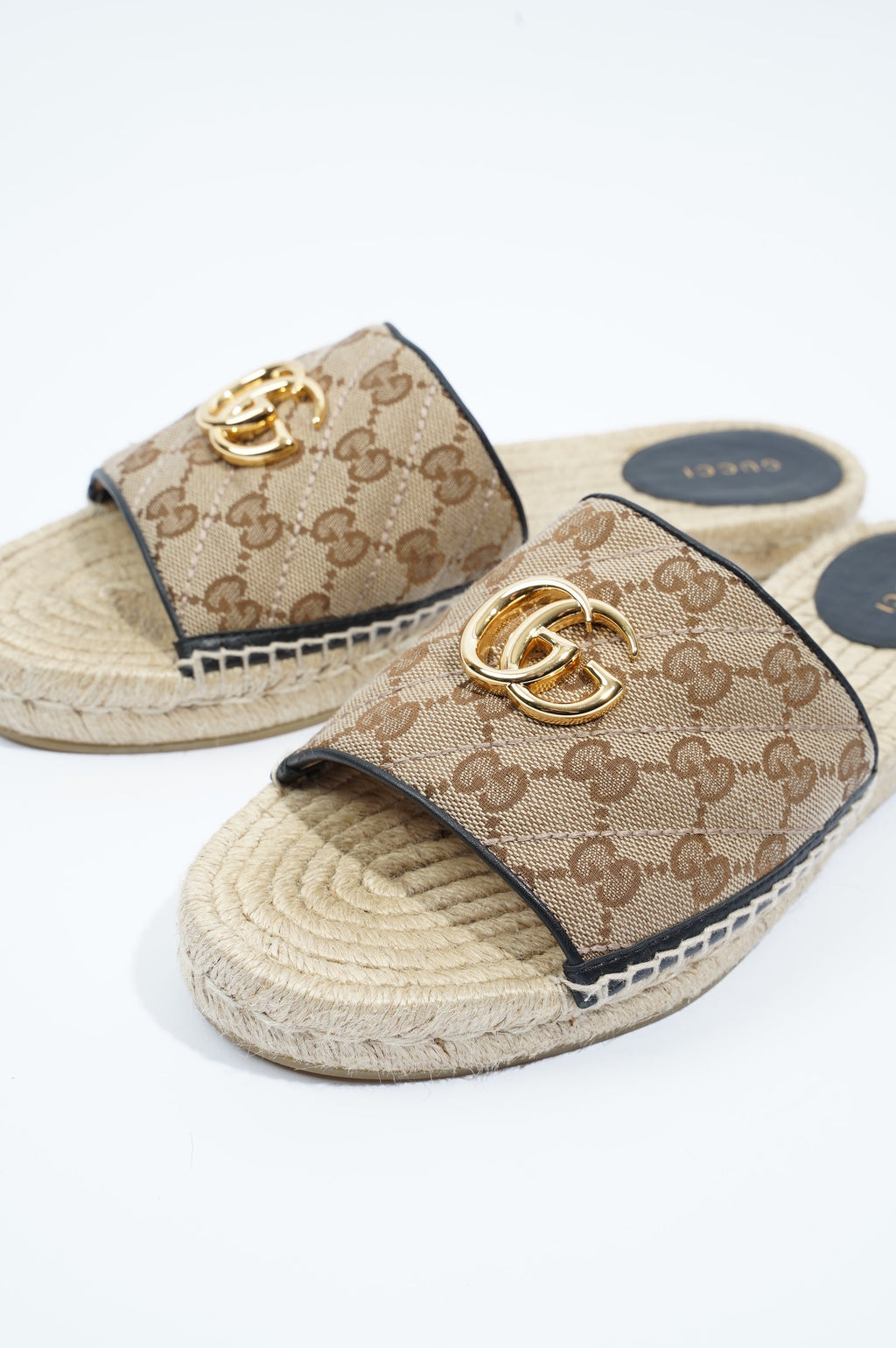 Gucci Womens GG Matelasse Canvas Espadrille Sandal Supreme EU 41 / UK 8