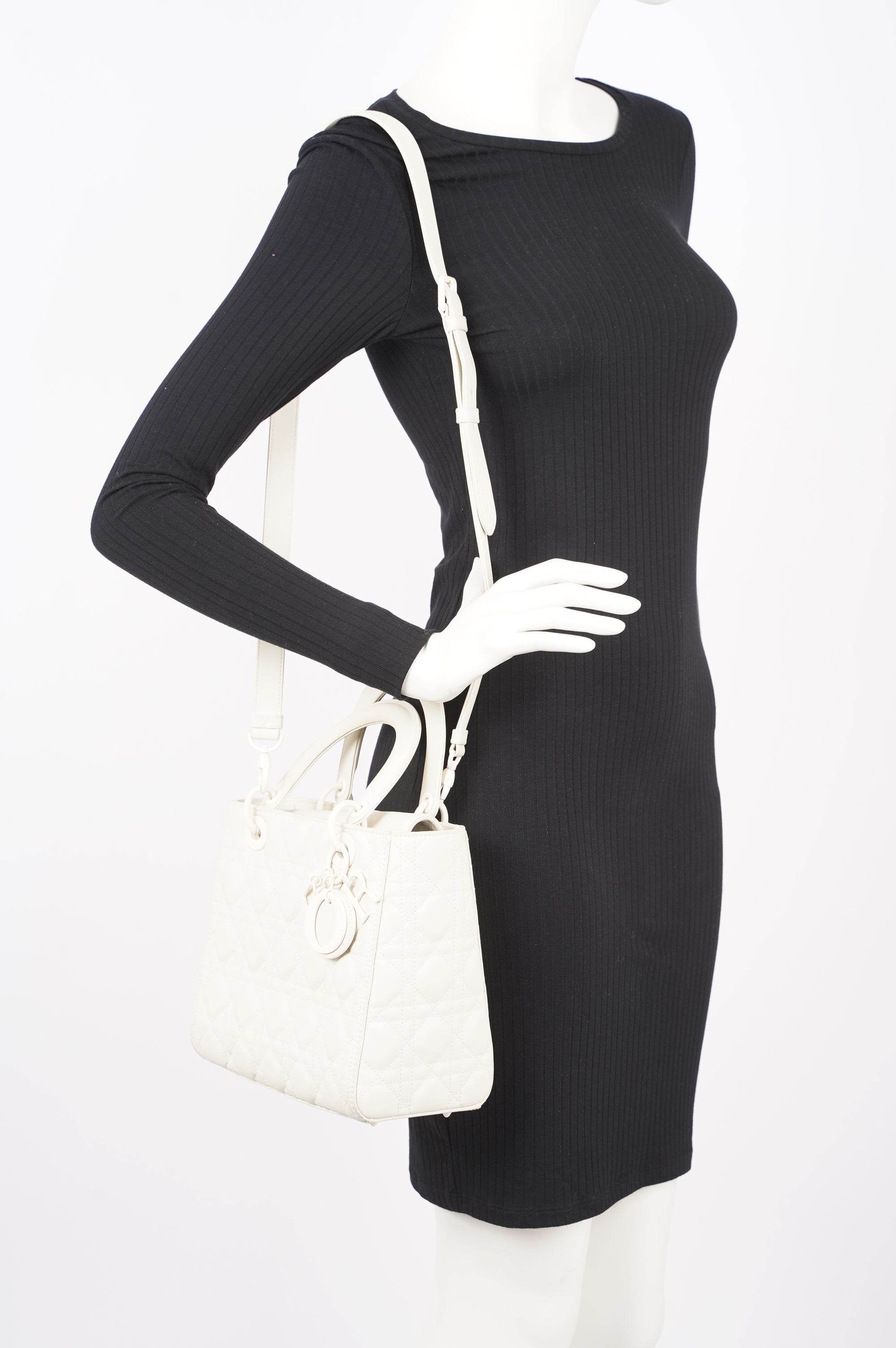 Christian Dior Womens Lady Dior White Medium