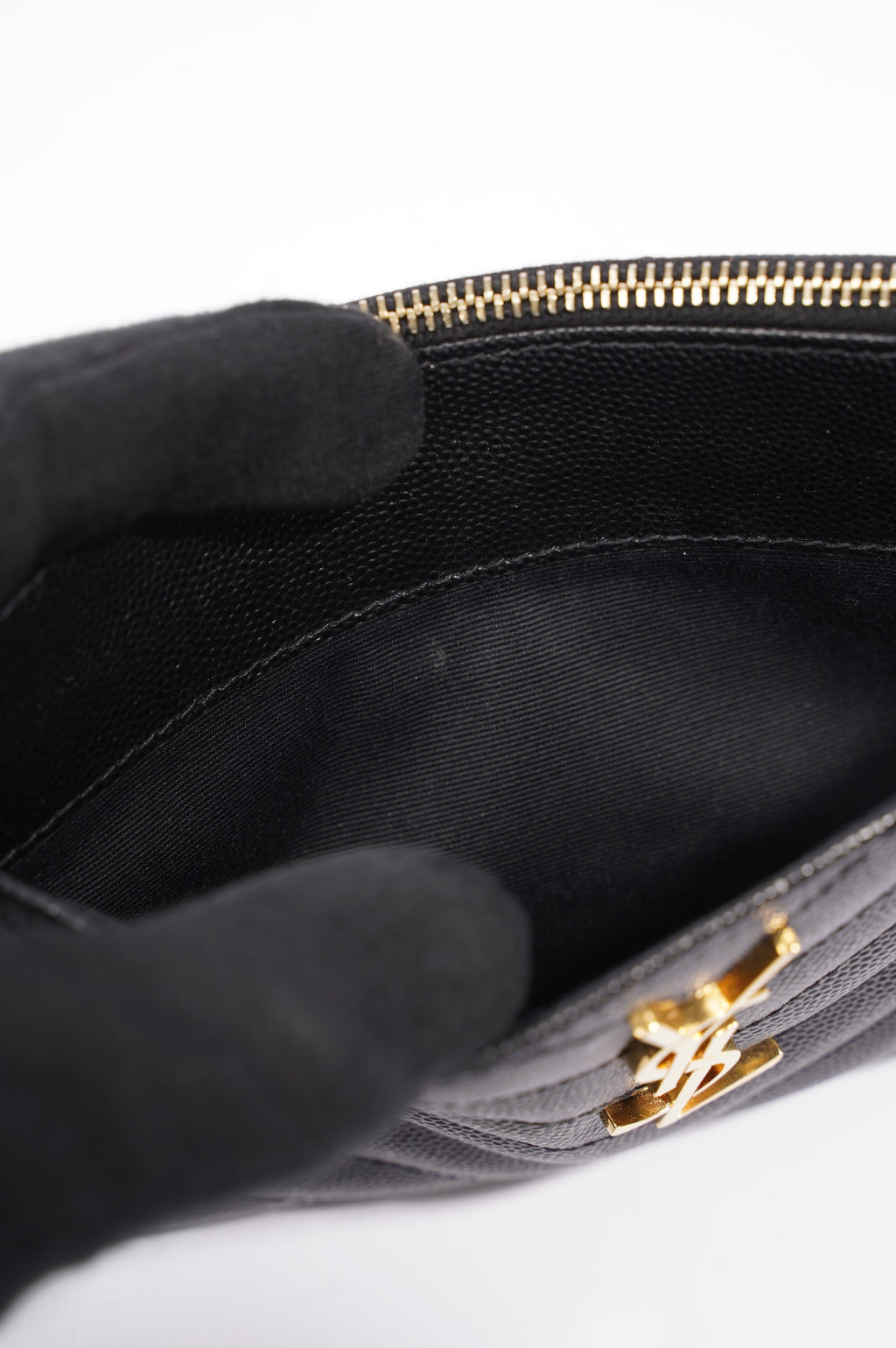 Saint Laurent Cassandre Zipped Pouch Black Leather