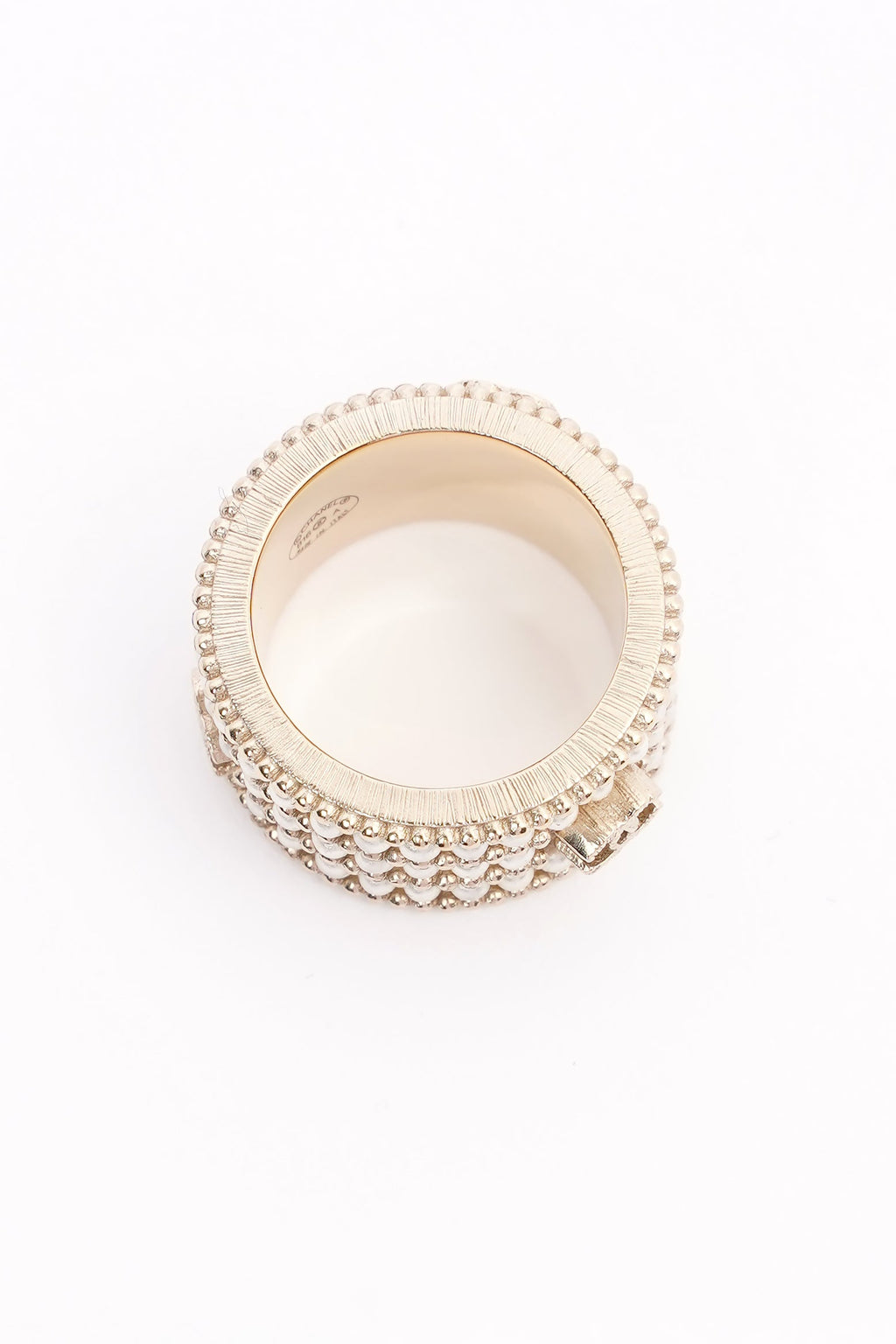 Chanel Micro Pearls Row Ring Champagne Gold Finish