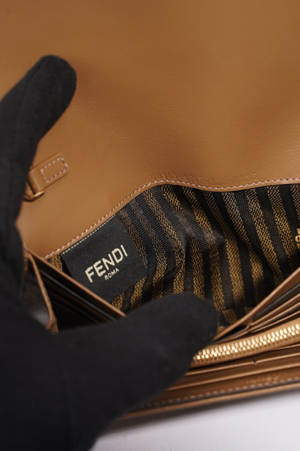 Fendi Womens Continental With Chain Monogram Canvas
