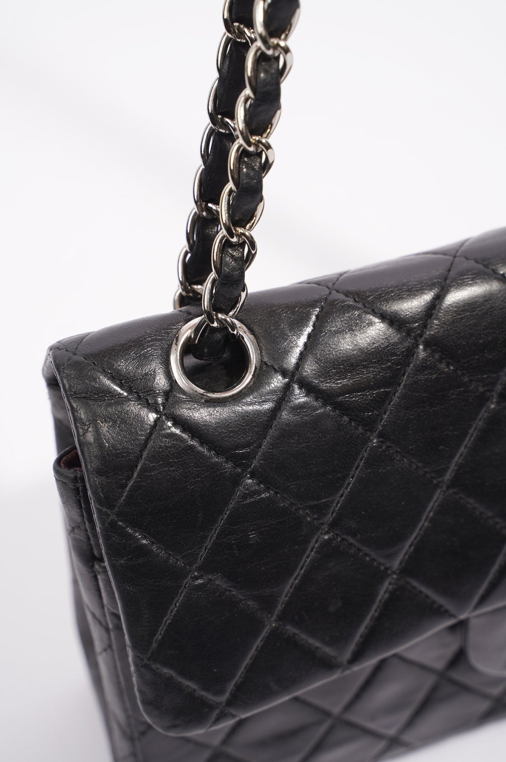 Chanel Womens Lambskin Double Flap Black Small