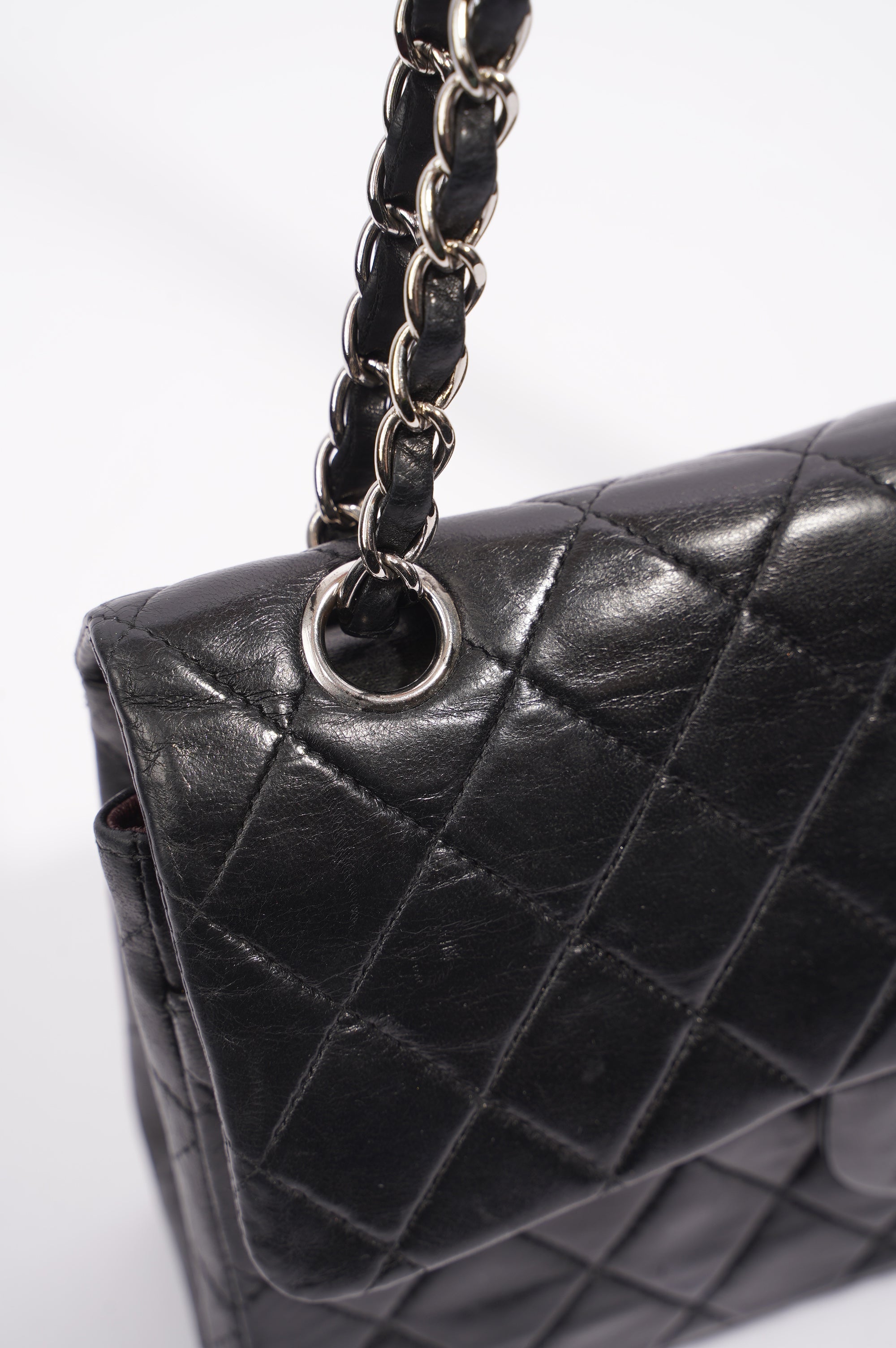 Chanel Womens Lambskin Double Flap Black Small