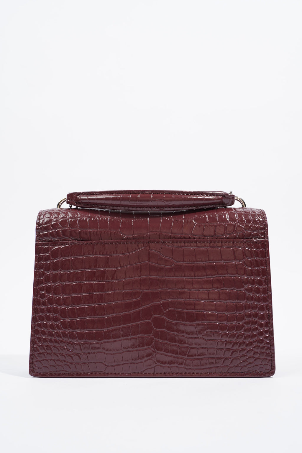 Saint Laurent Sunset Chain Wallet Burgundy Croc