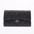 Chanel Quilted Classic Flap Wallet Black Caviar Leather