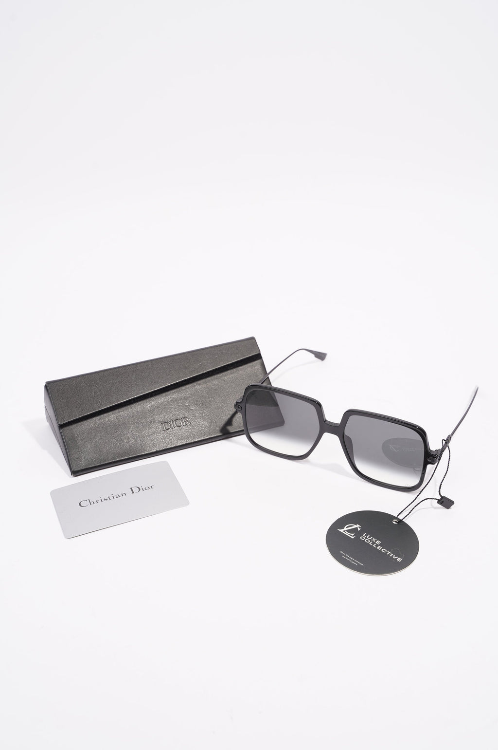 Christian Dior Link1 Square Sunglasses Black Metal 145