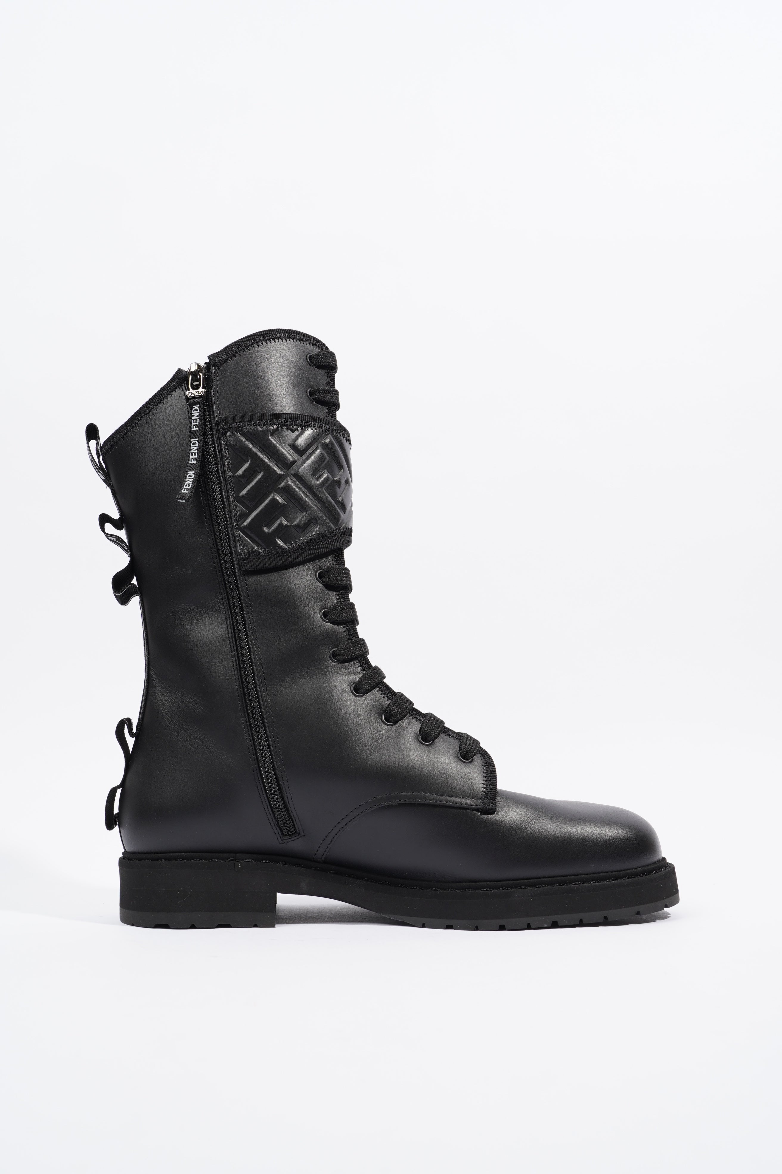 Fendi Womens Biker Boot Black Leather EU 39 / UK 6