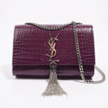 Saint Laurent Kate Tassle Bag Burgundy Croc Small