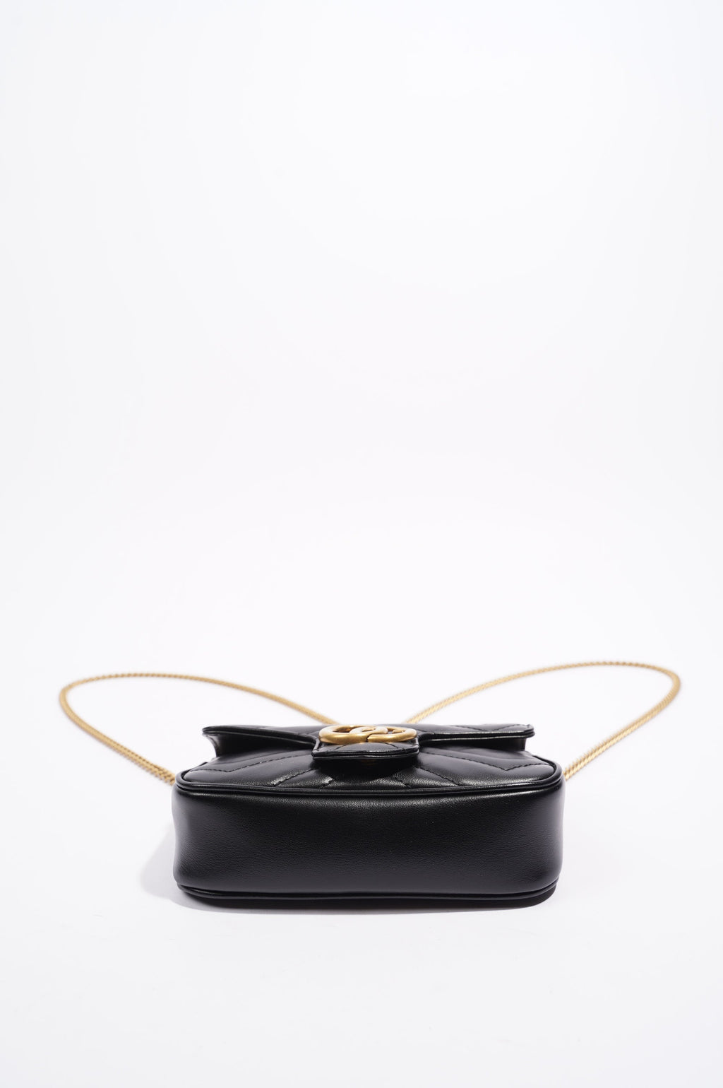 Gucci Womens Marmont Flap Black / Gold Super Mini