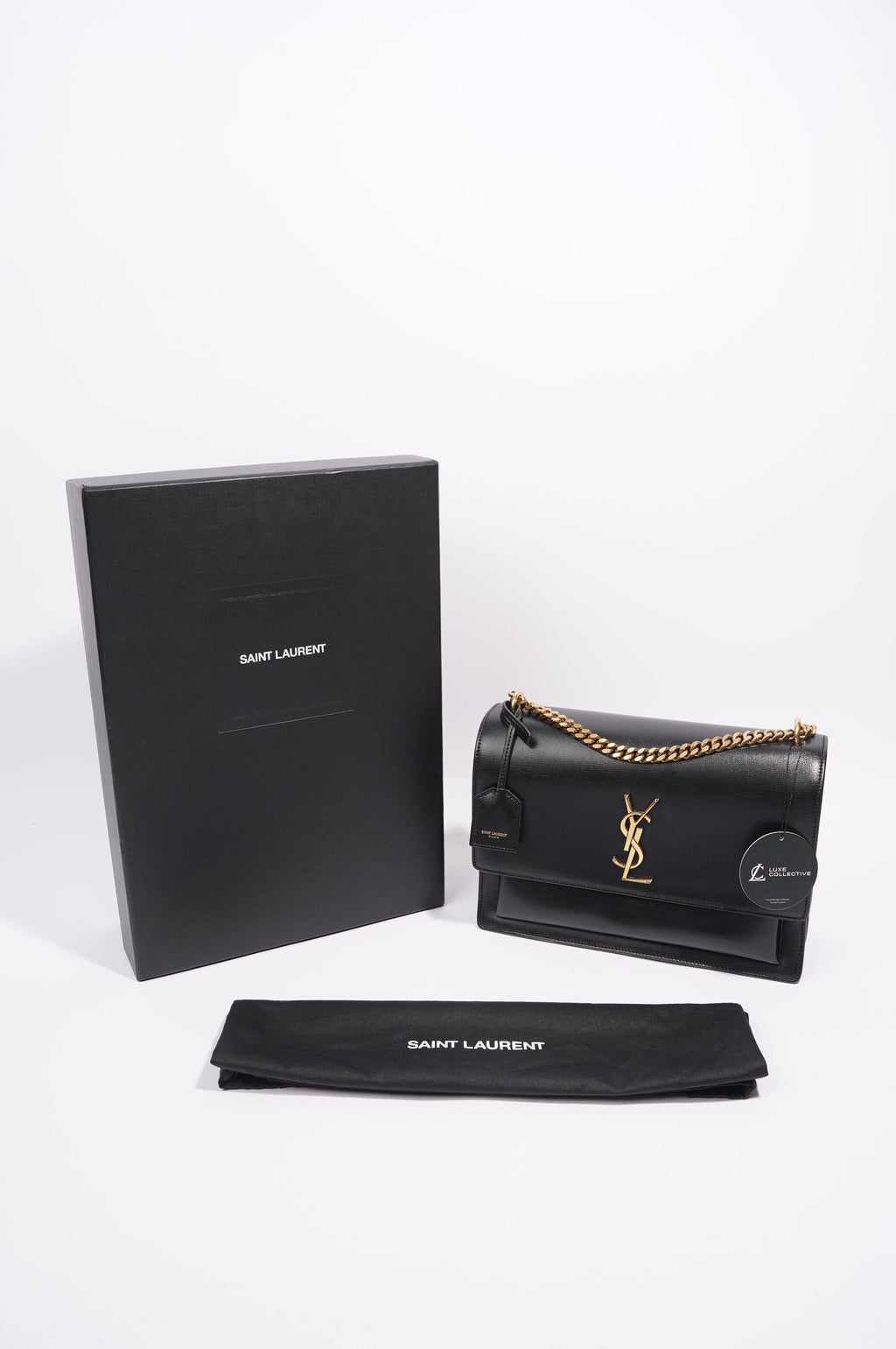Saint Laurent Sunset Bag Black Leather Medium