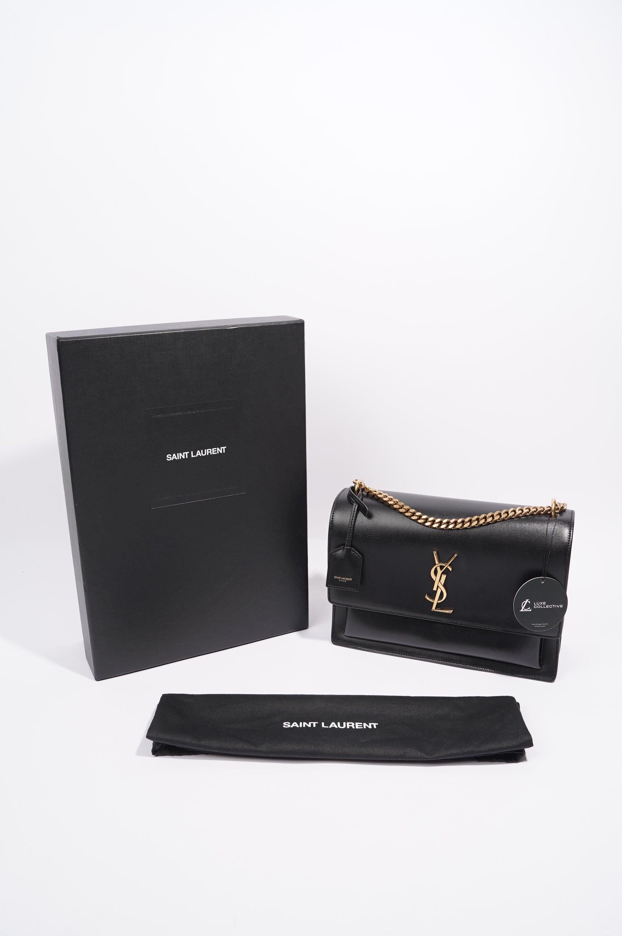 Saint Laurent Sunset Bag Black Leather Medium