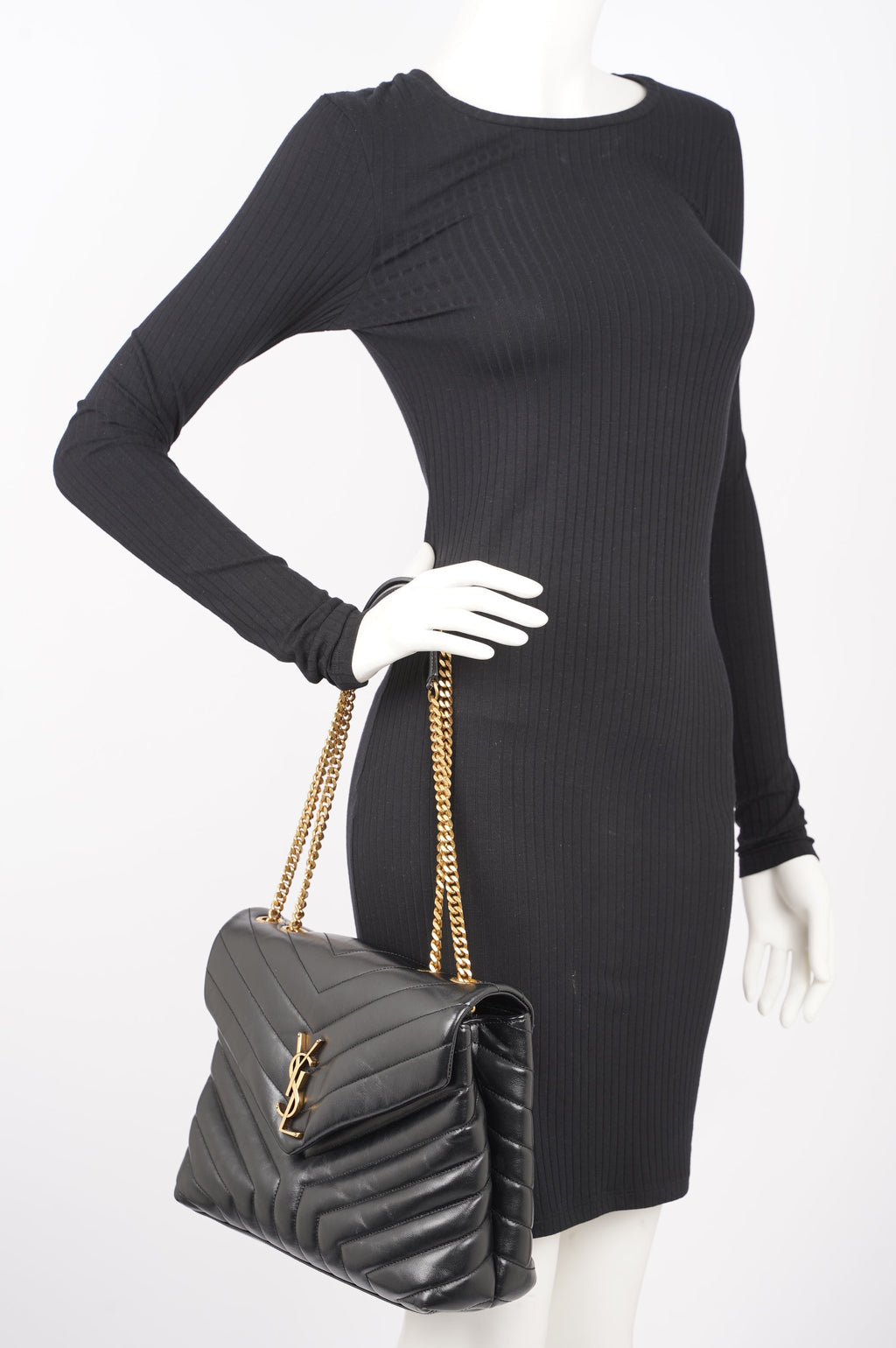 Saint Laurent Womens Lou Lou Black / Gold Medium