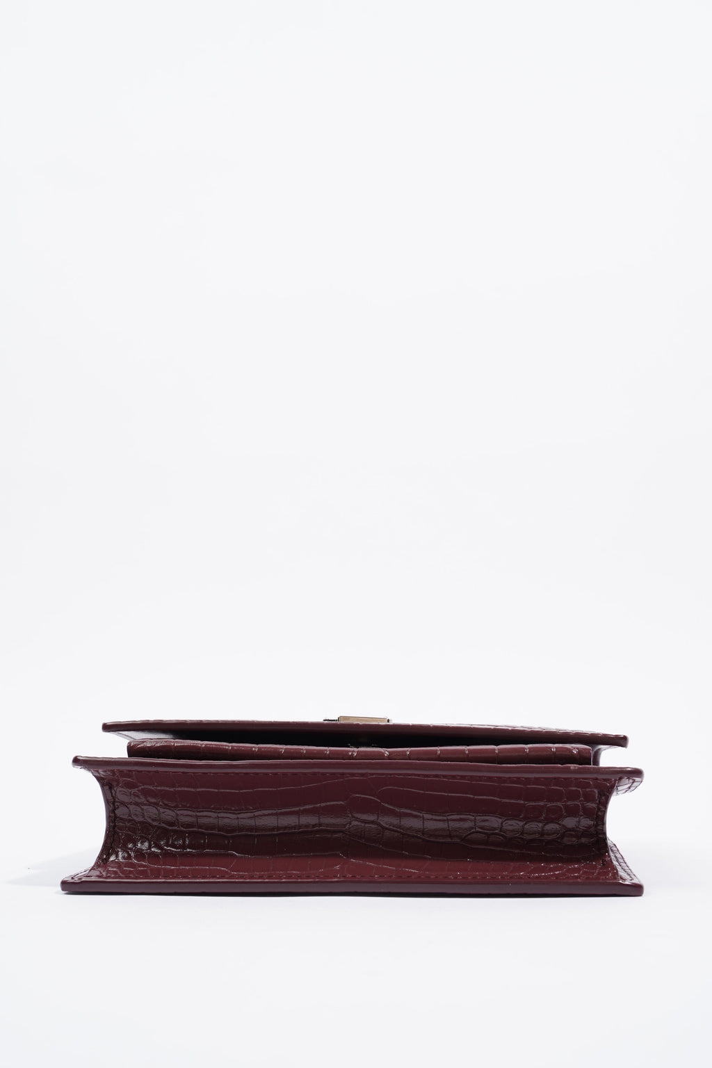 Saint Laurent Sunset Chain Wallet Burgundy Croc