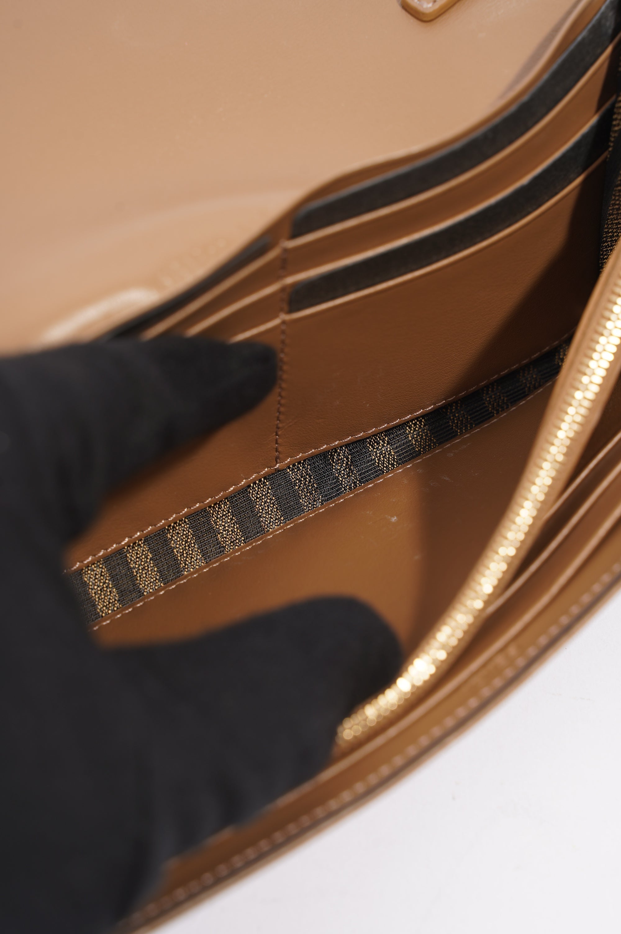 Fendi Womens Continental With Chain Monogram Canvas