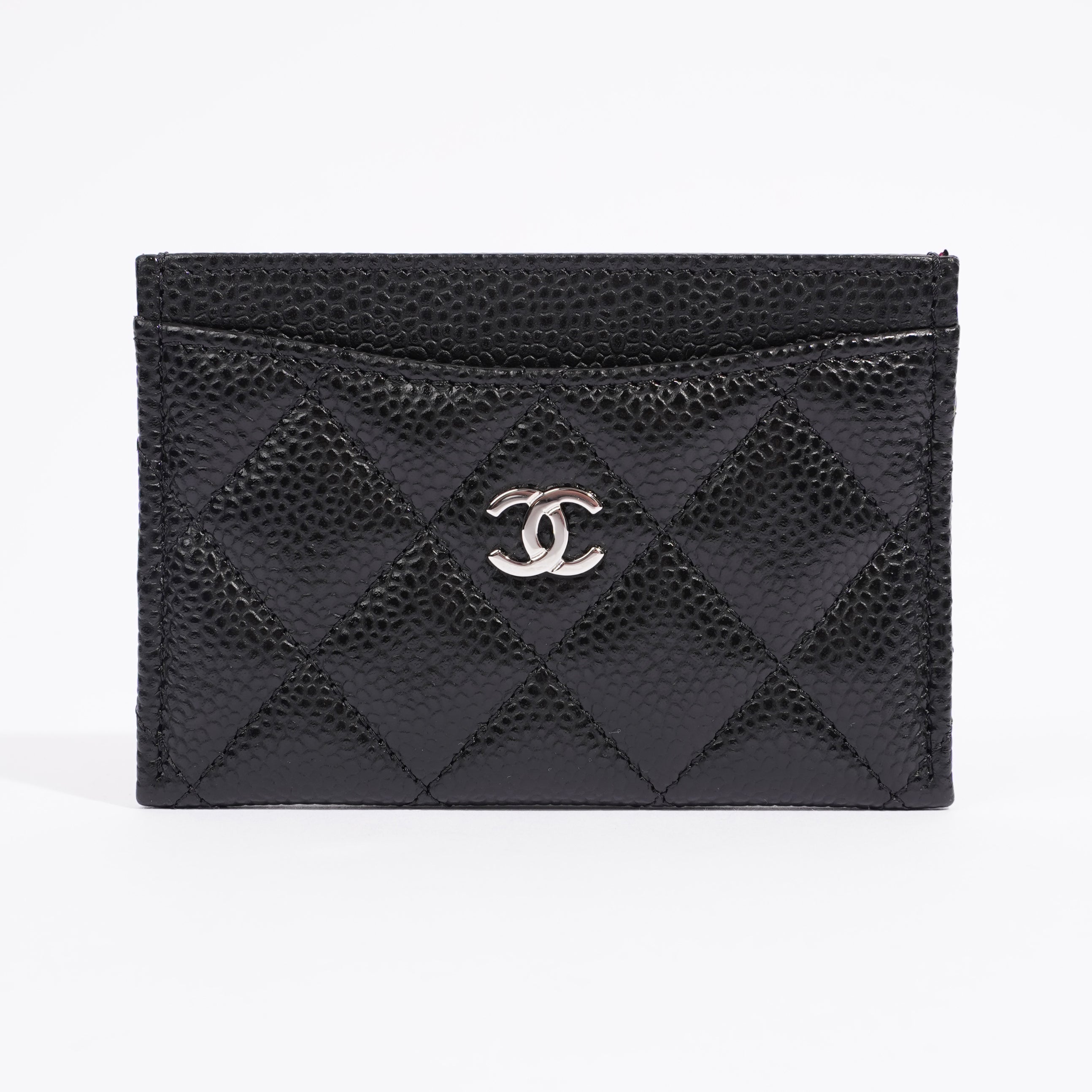 Chanel Womens Card Holder Black Caviar
