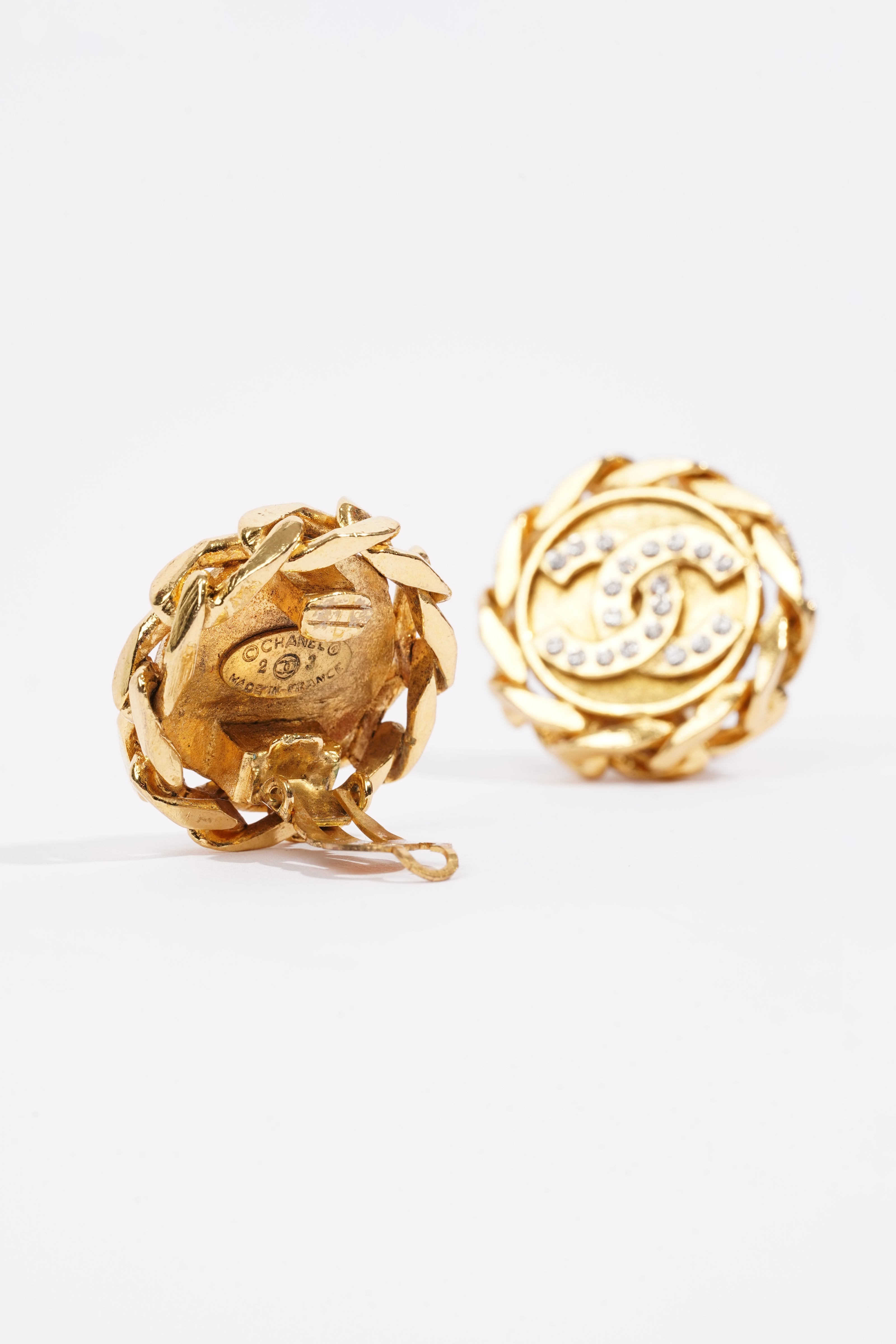 Chanel Logo Earrings Gold Gold Plated