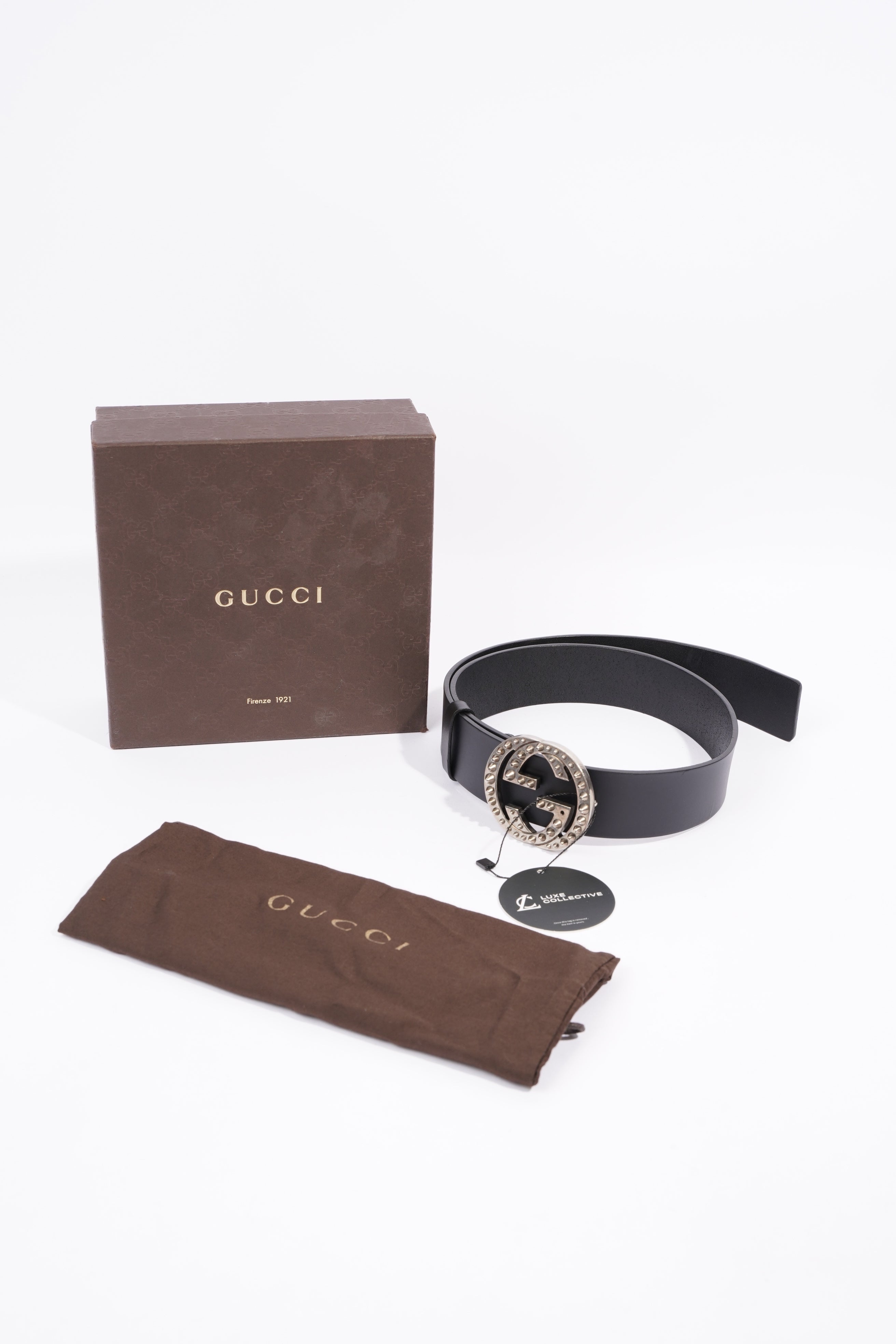 Gucci Oversized Interlock GG Belt Black Leather 30