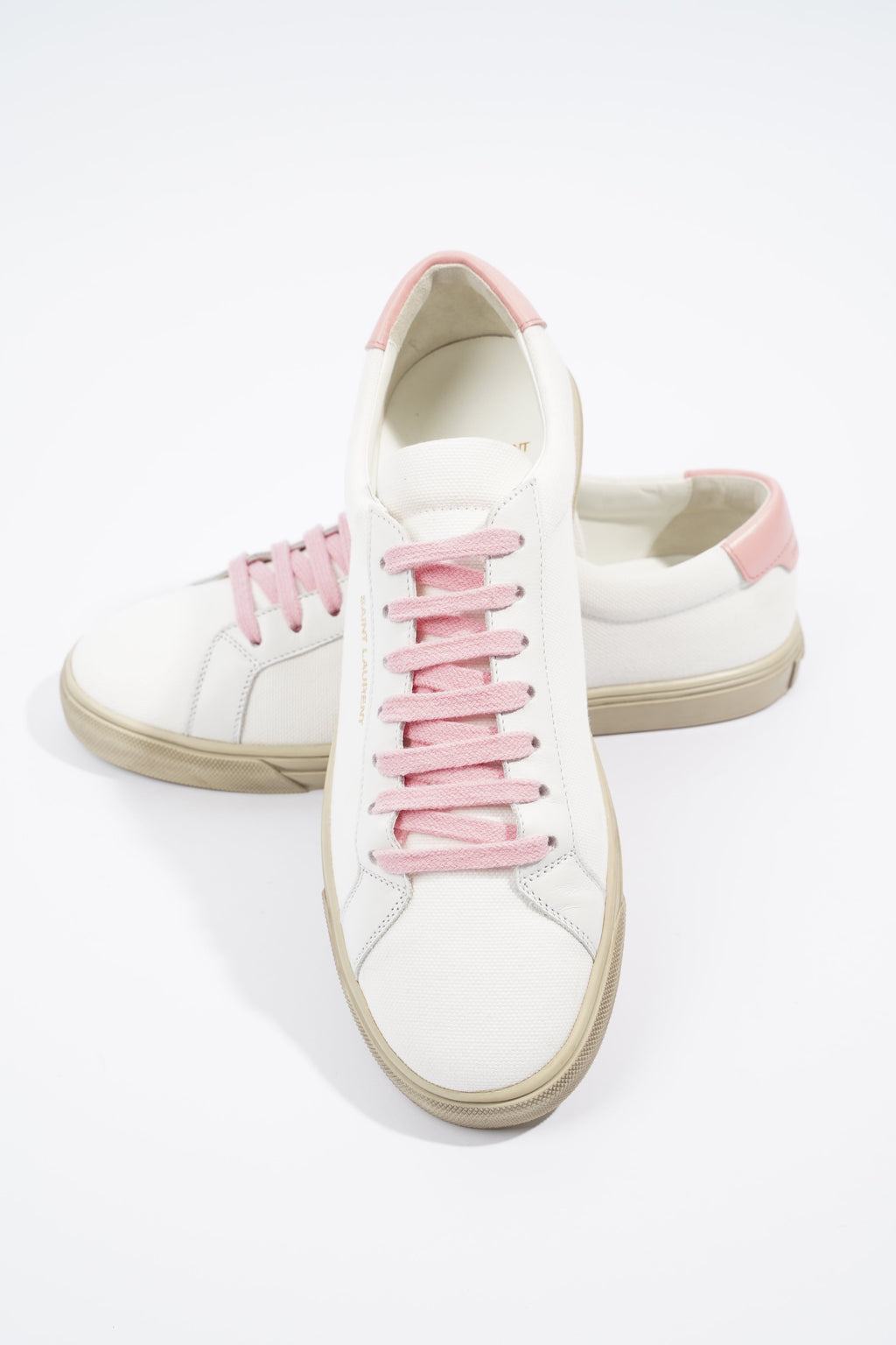 Saint Laurent Womens Canvas White / Pink Tab EU 39.5 / UK 6.5