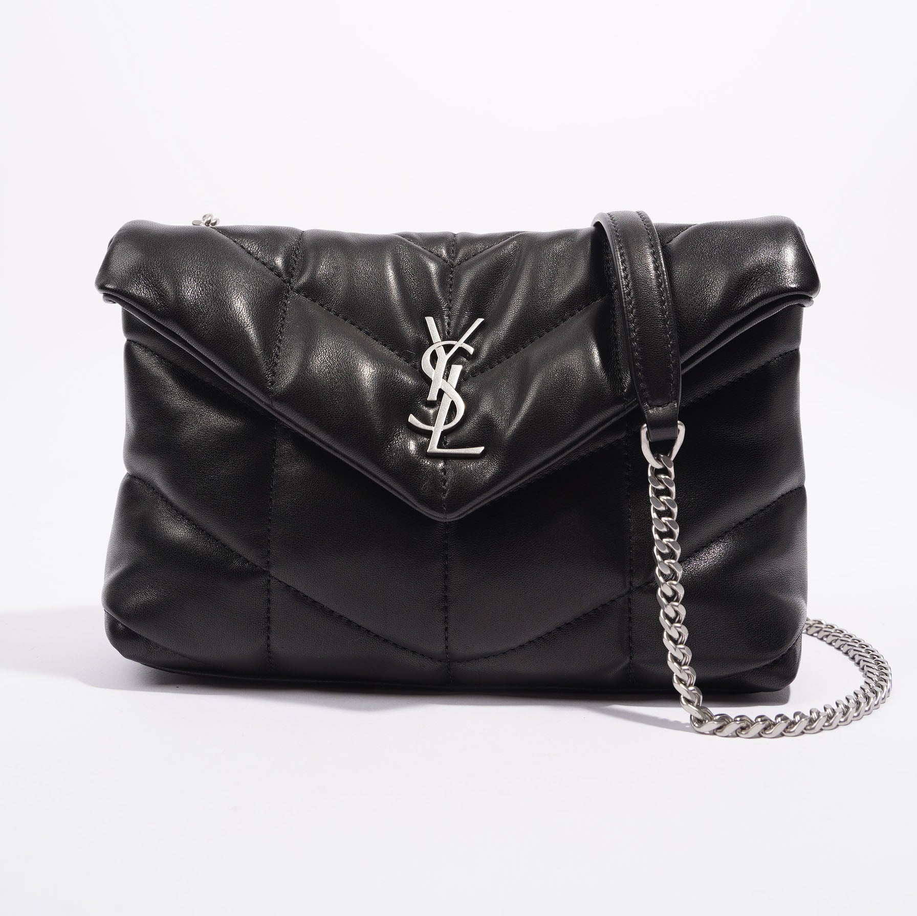 Saint Laurent Womens Lou Lou Puffer Crossbody Bag Black Leather Toy