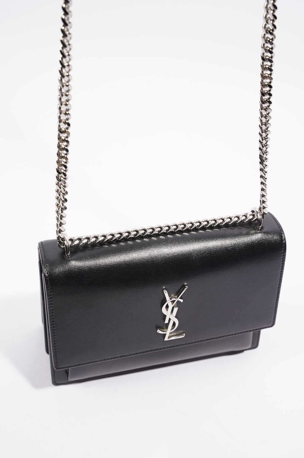 Saint Laurent Womens Sunset Chain Bag Black / Silver Medium