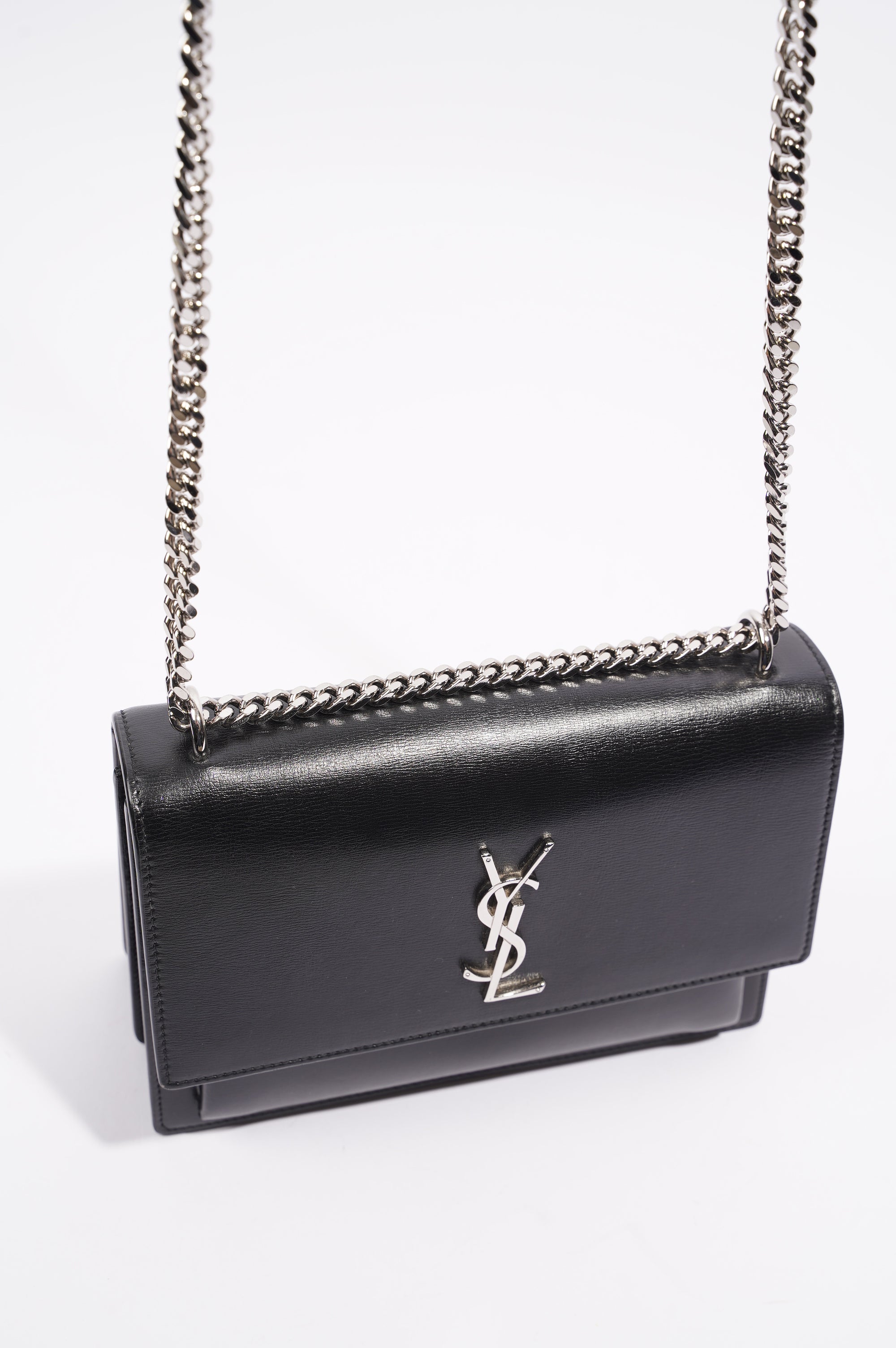 Saint Laurent Womens Sunset Chain Bag Black / Silver Medium