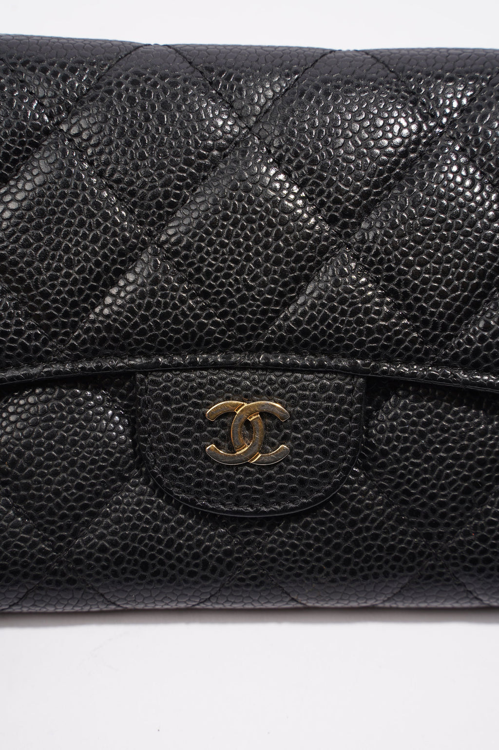 Chanel Quilted Classic Flap Wallet Black Caviar Leather