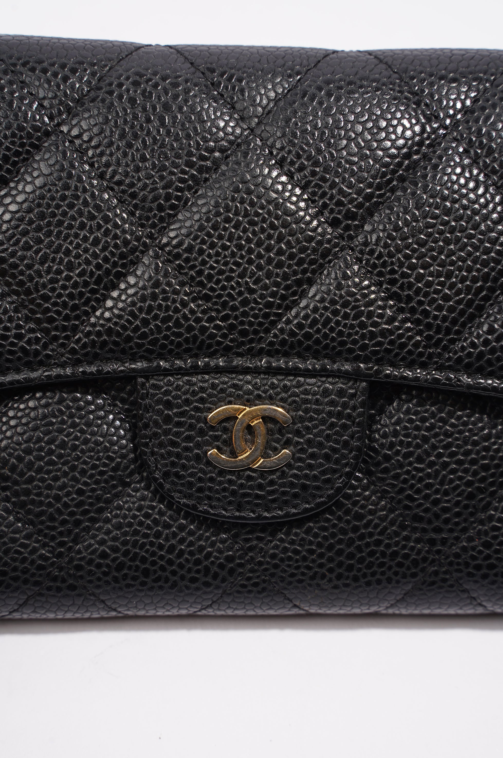 Chanel Quilted Classic Flap Wallet Black Caviar Leather