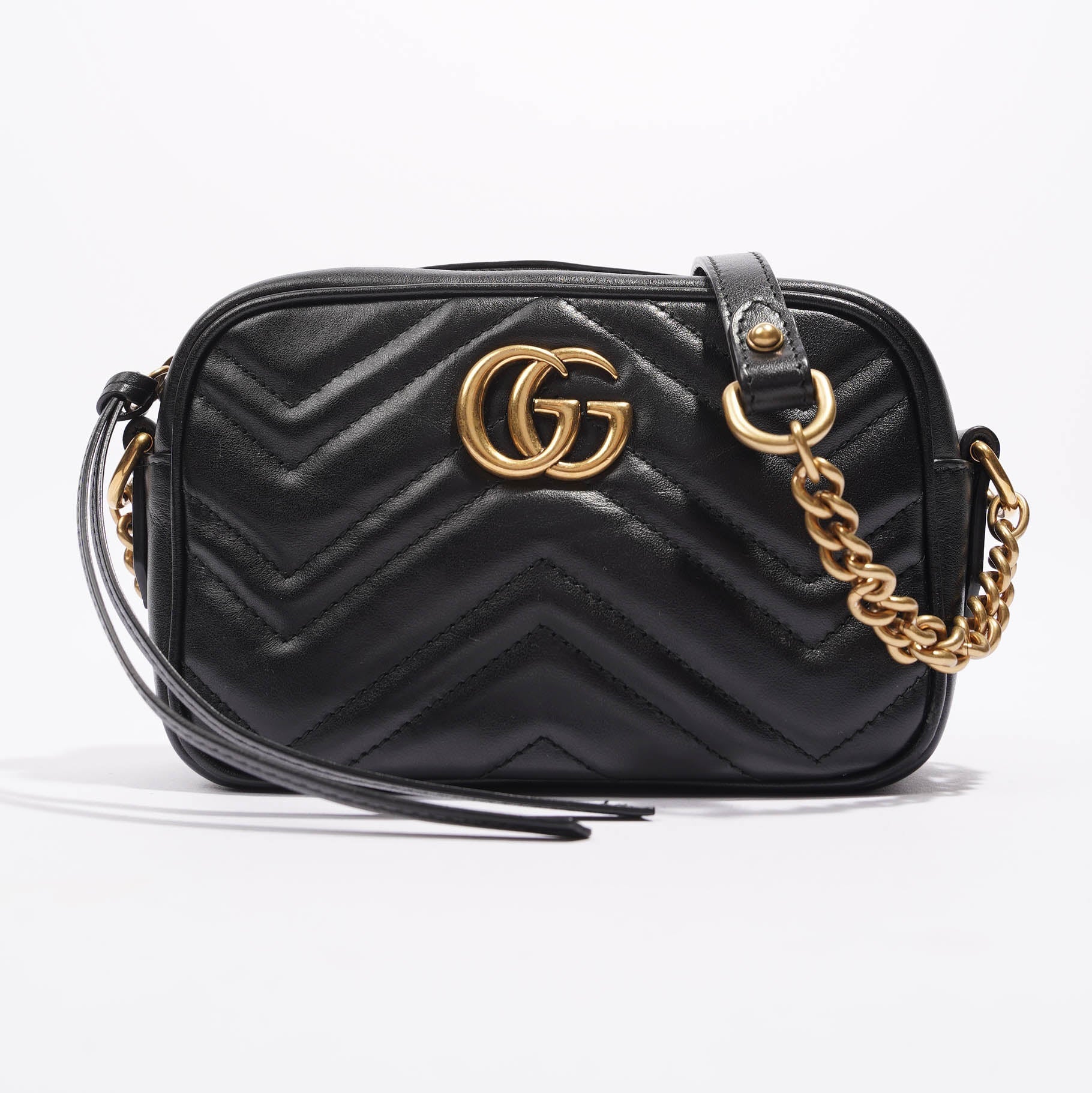 Gucci Womens Marmont Zip Black Leather Mini