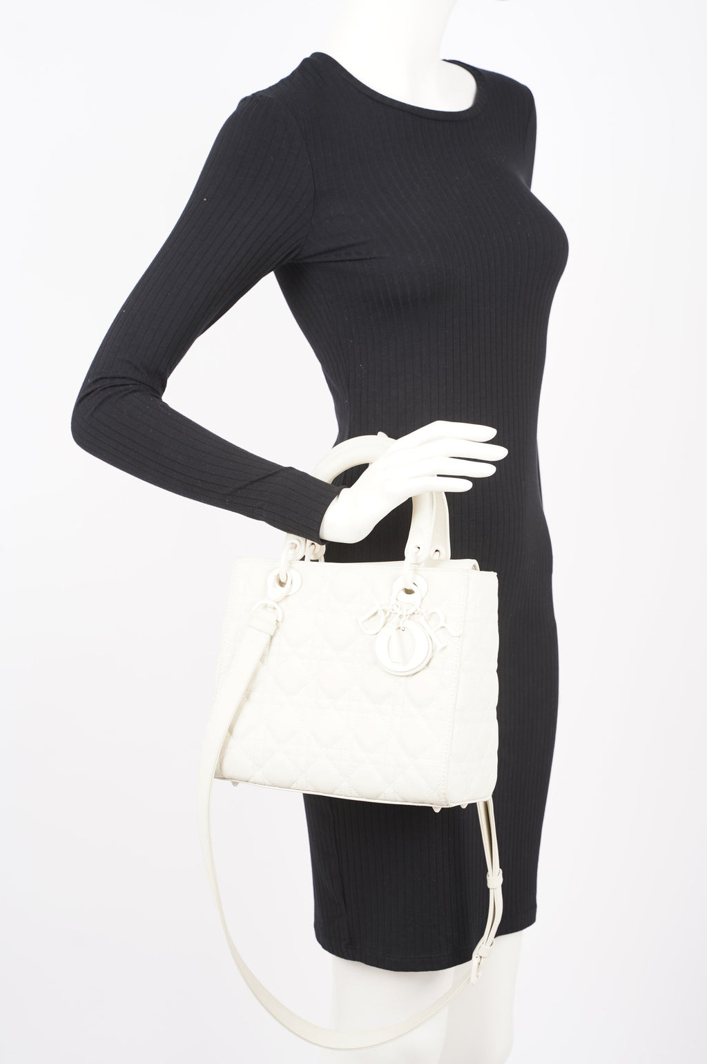 Christian Dior Womens Lady Dior White Medium