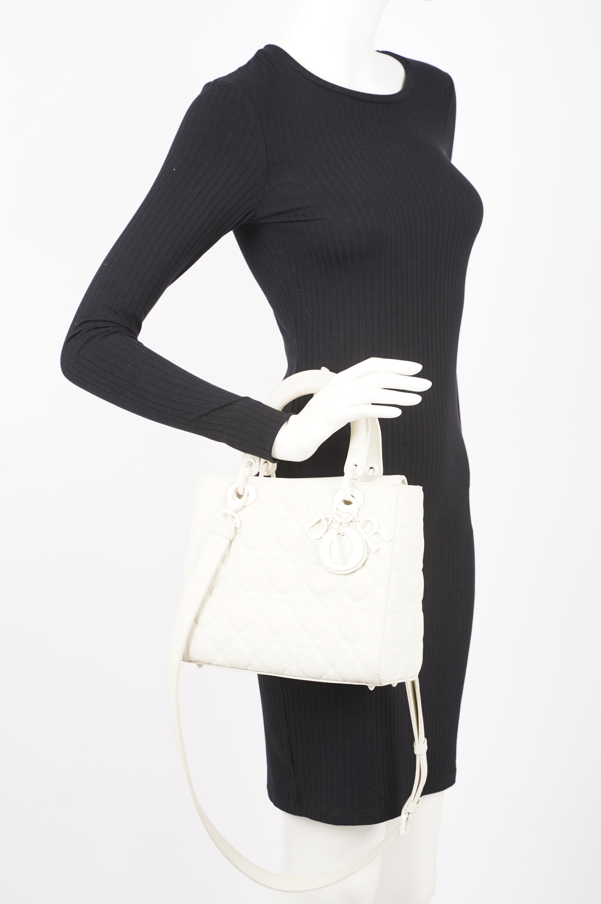 Christian Dior Womens Lady Dior White Medium