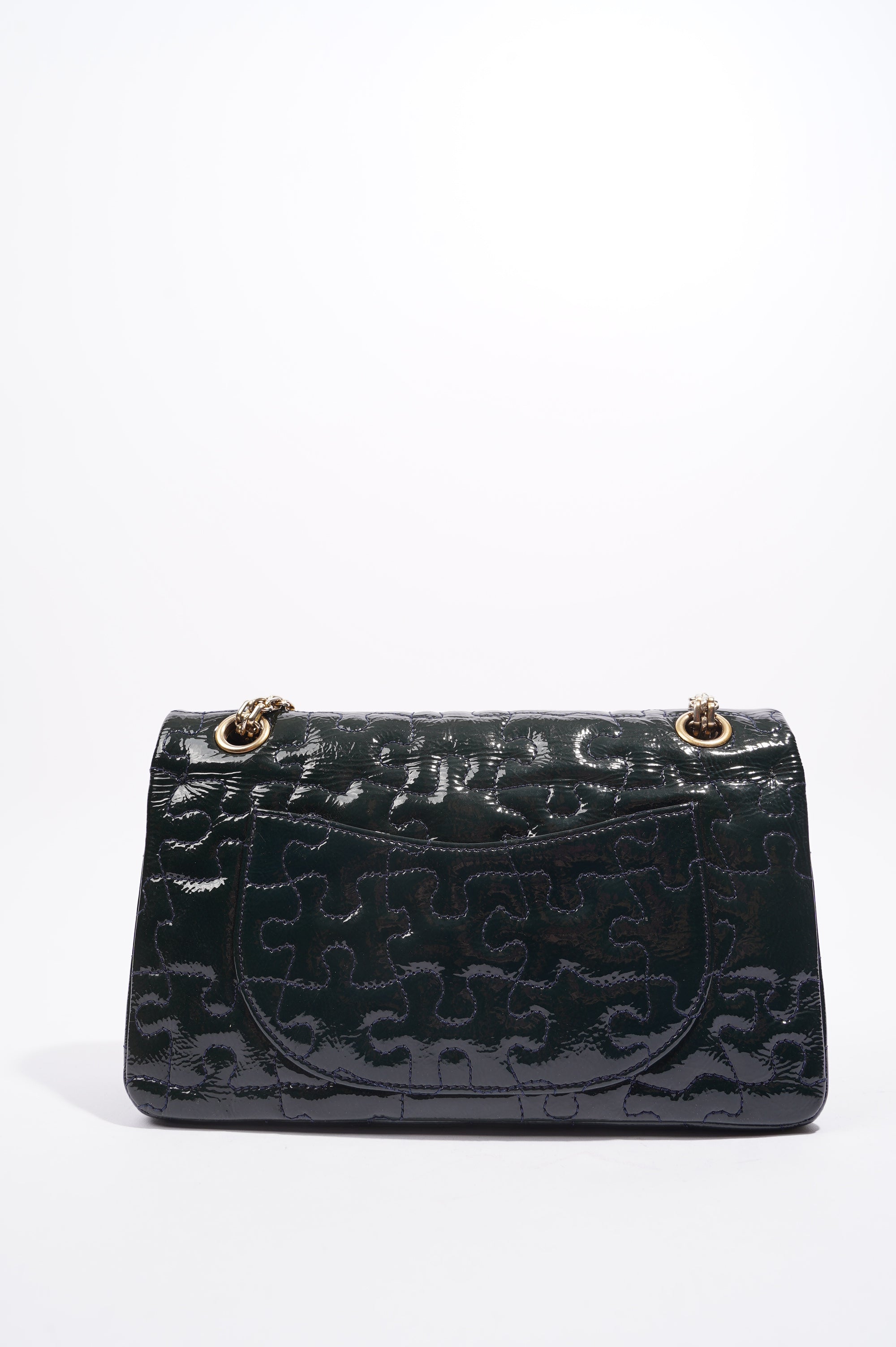 Chanel Womens Classic Puzzle 2.55 Reissue Green Patent Leather
