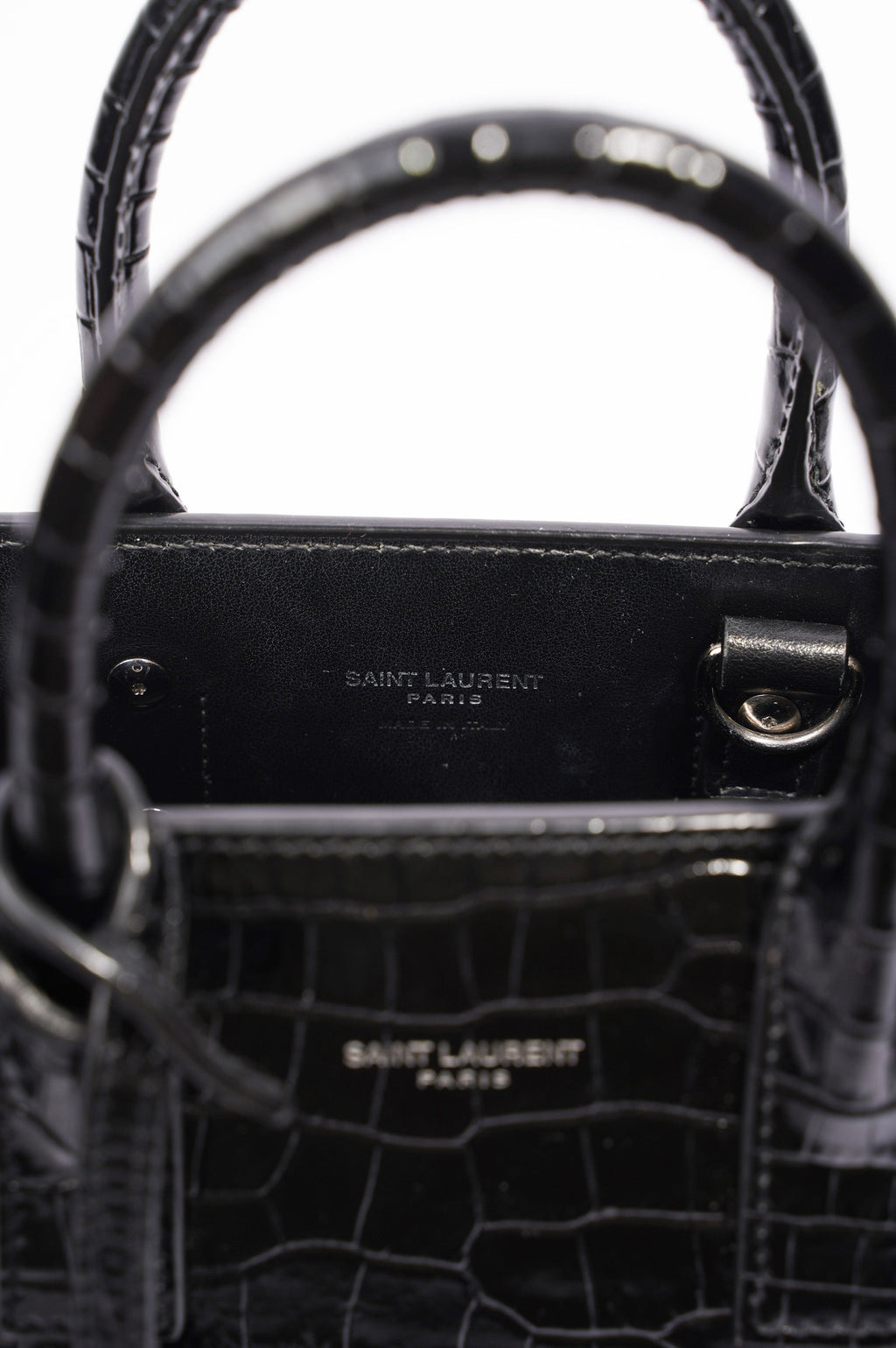 Saint Laurent Womens Sac De Jour Black Embossed Leather Nano