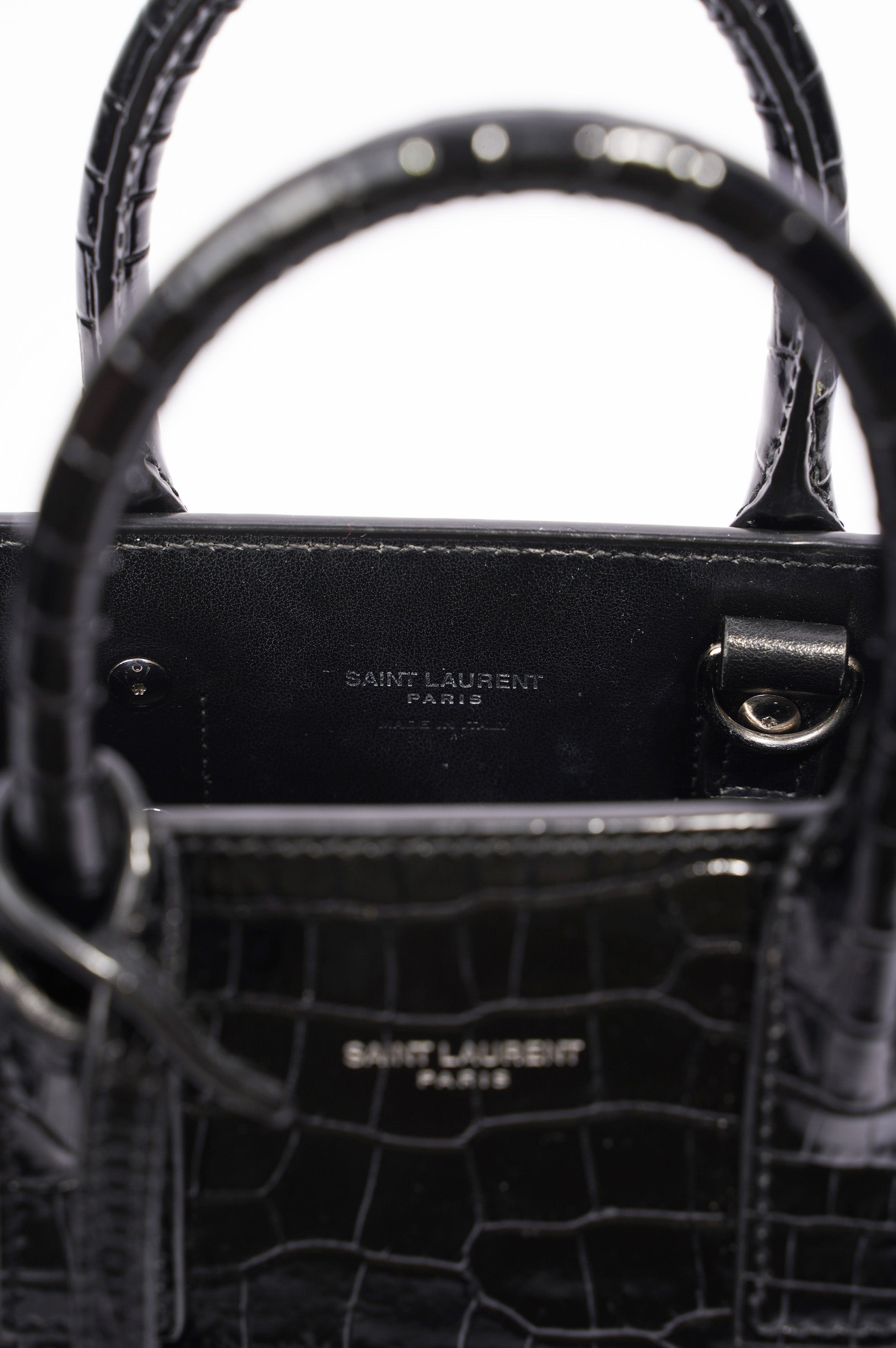 Saint Laurent Womens Sac De Jour Black Embossed Leather Nano