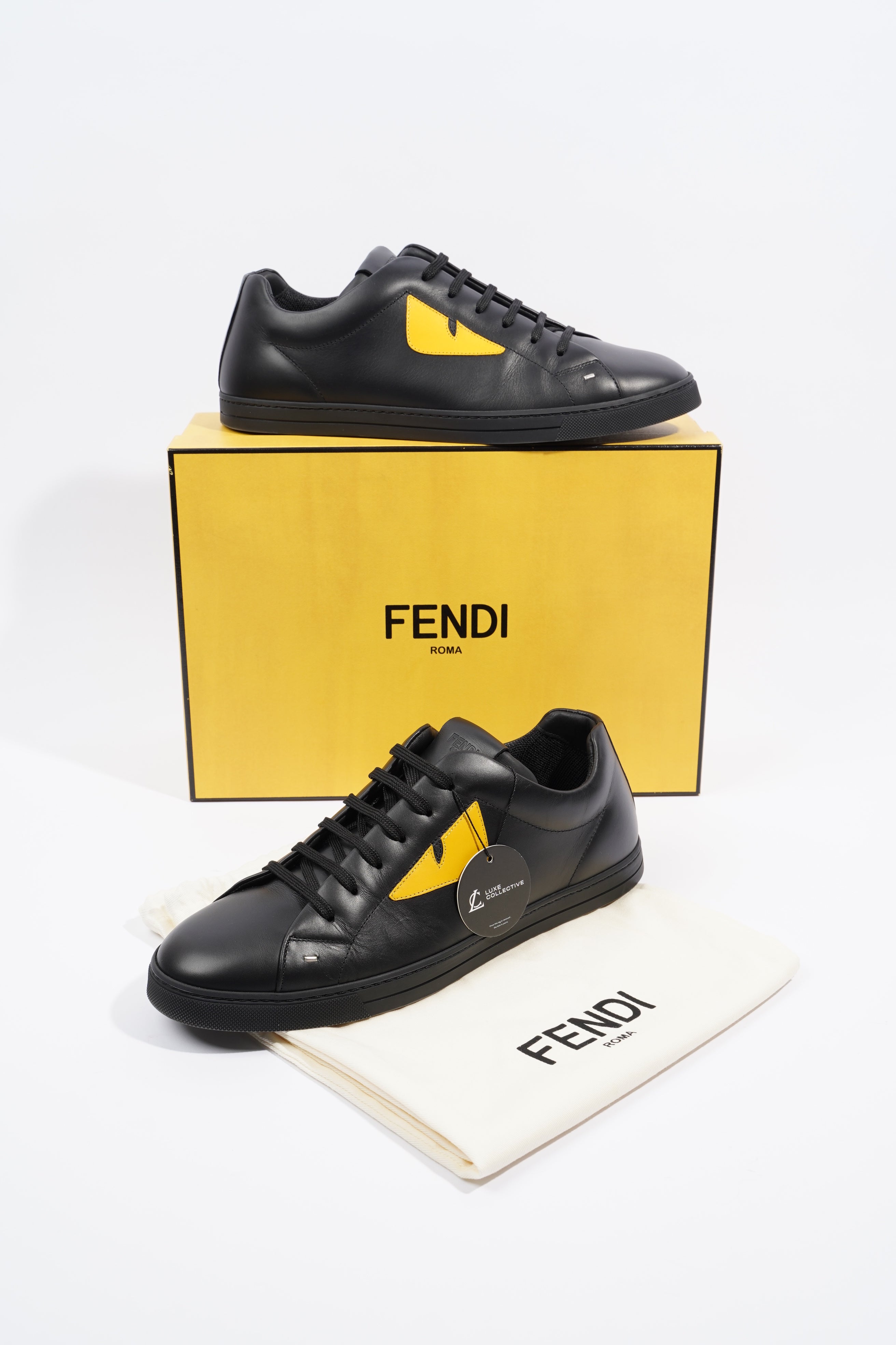 Fendi Mens Bug Eye Sneaker Black / Yellow EU 44 / UK 10