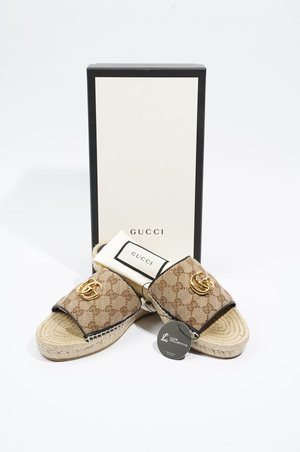 Gucci Womens GG Matelasse Canvas Espadrille Sandal Supreme EU 41 / UK 8
