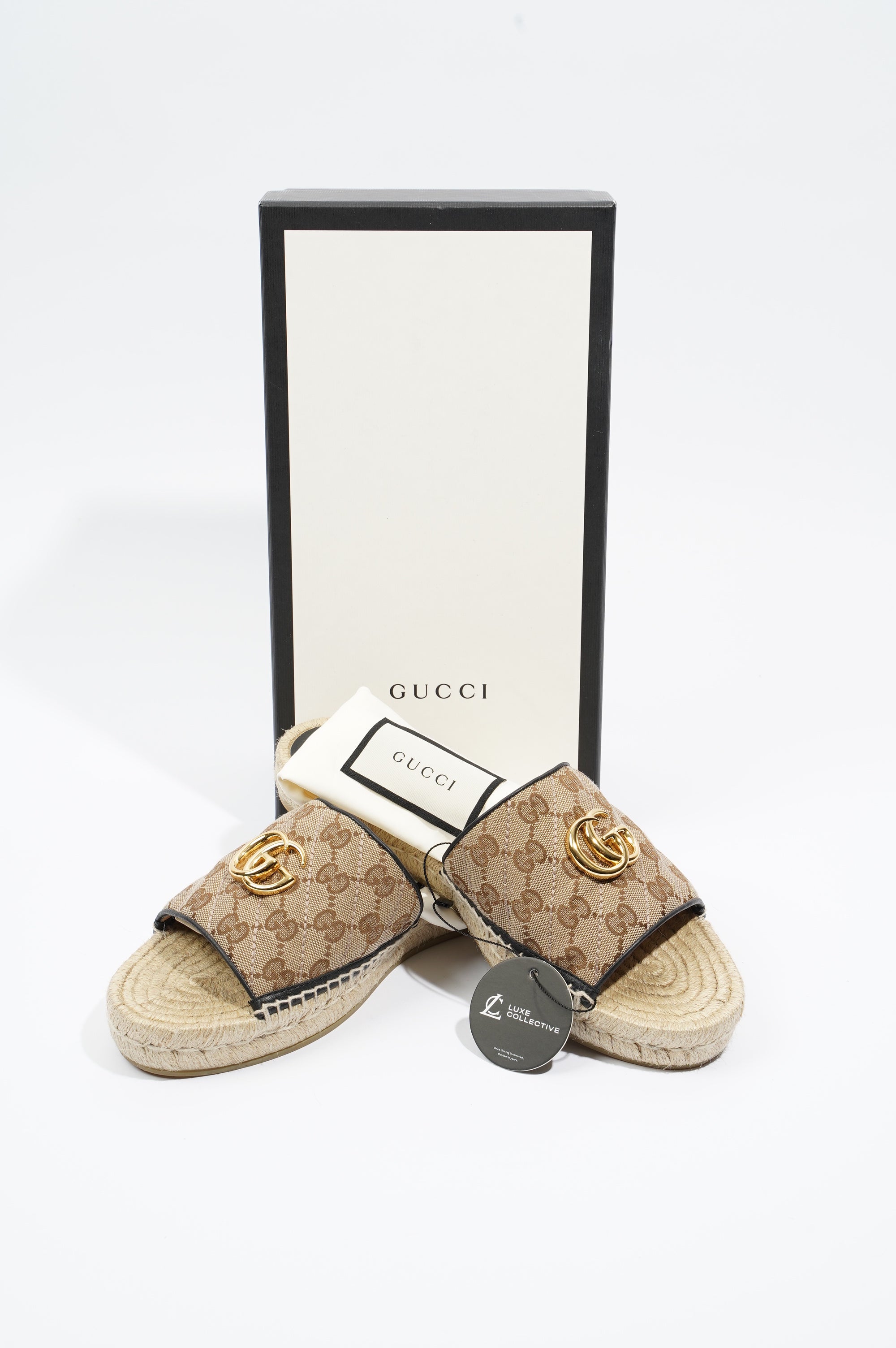 Gucci Womens GG Matelasse Canvas Espadrille Sandal Supreme EU 41 / UK 8