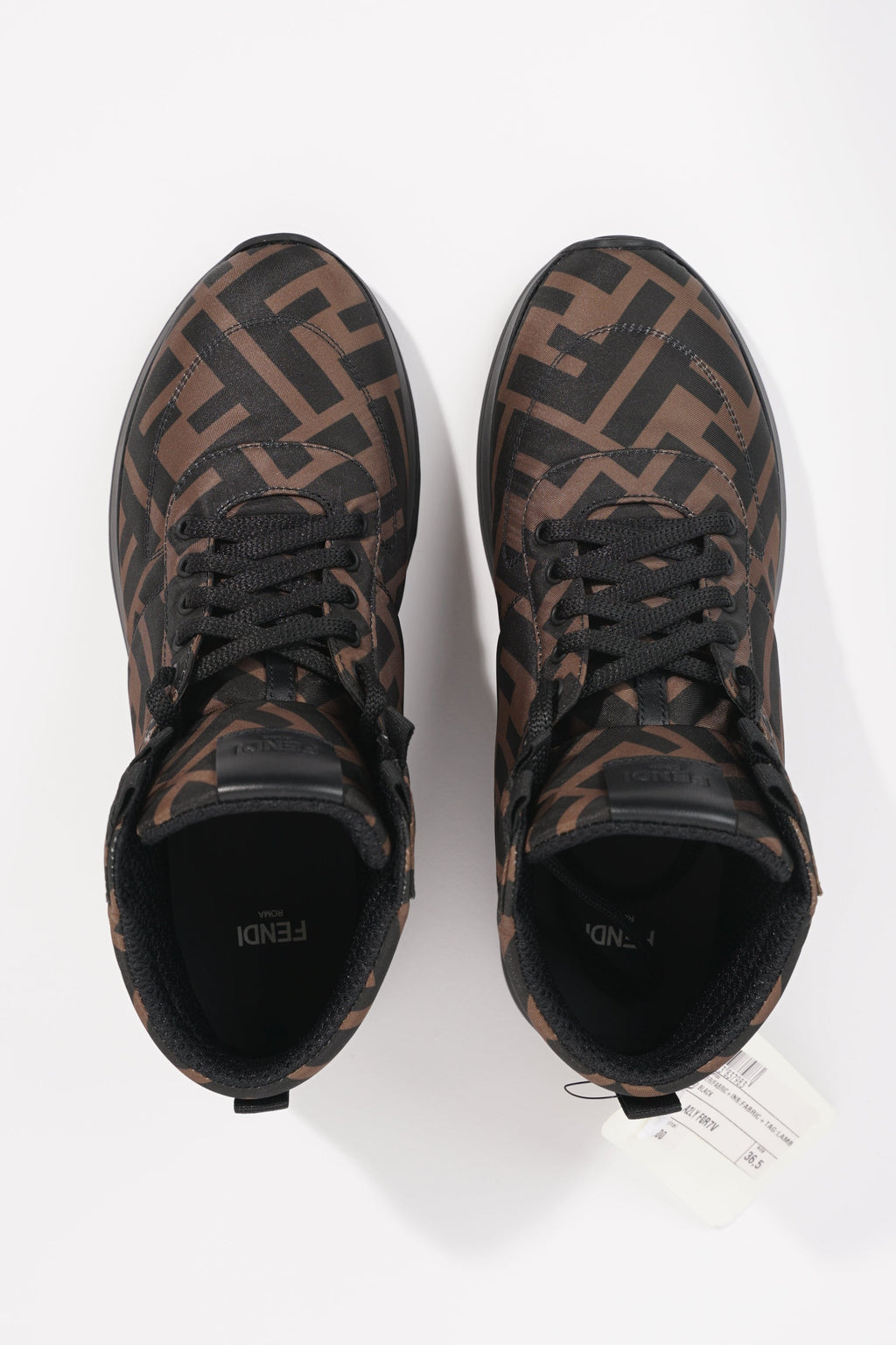 Fendi Womens Logo High Top Sneaker Zucca Monogram EU 36.5 / UK 3.5