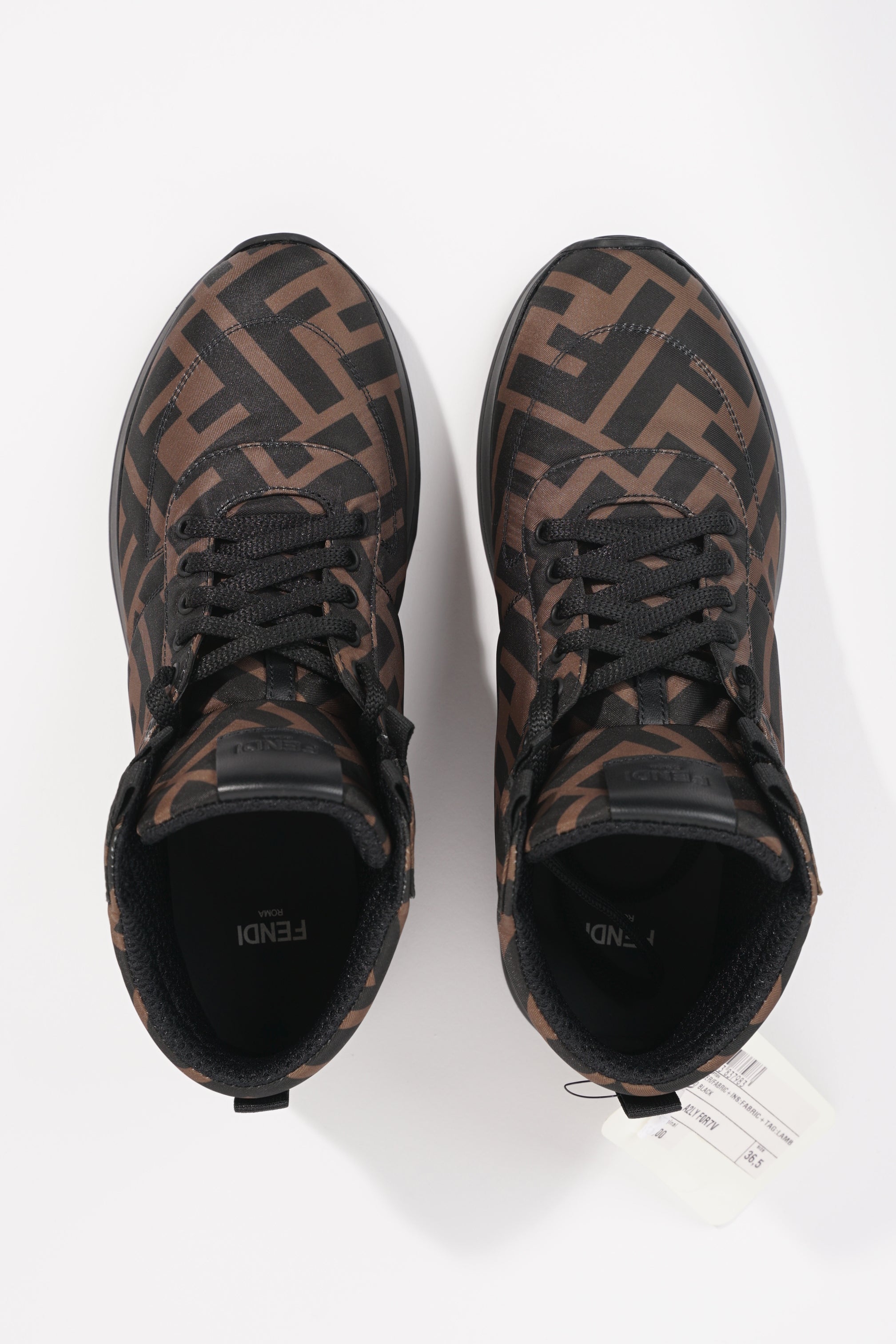 Fendi Womens Logo High Top Sneaker Zucca Monogram EU 36.5 / UK 3.5