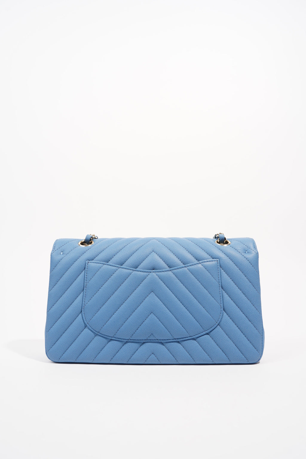 Chanel Womens Quilted Caviar Chevron Classic Double Flap Medium