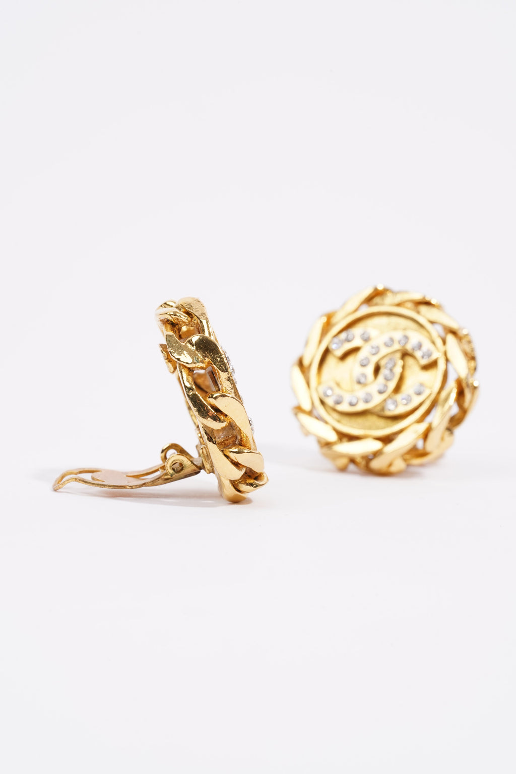 Chanel Logo Earrings Gold Gold Plated