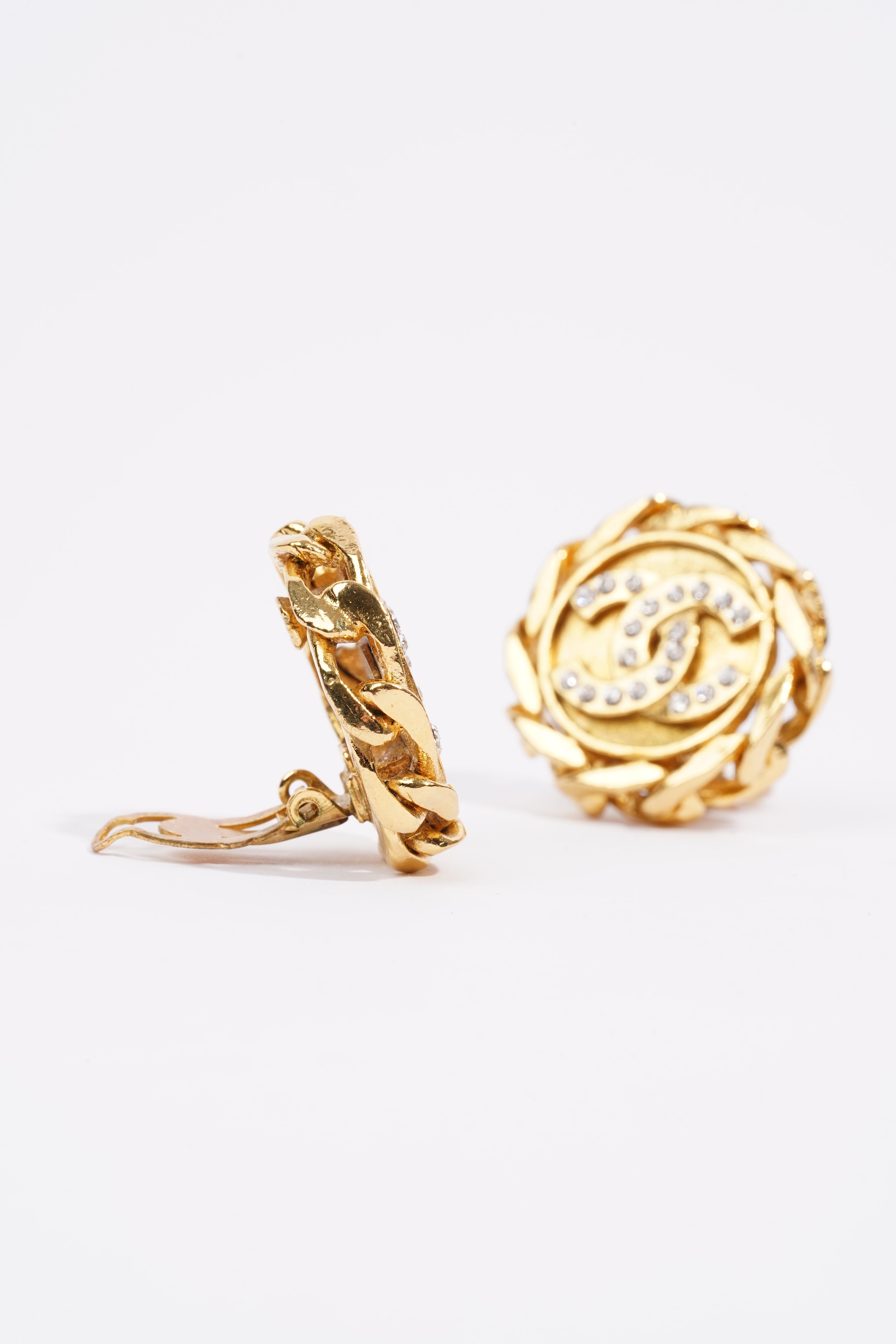Chanel Logo Earrings Gold Gold Plated