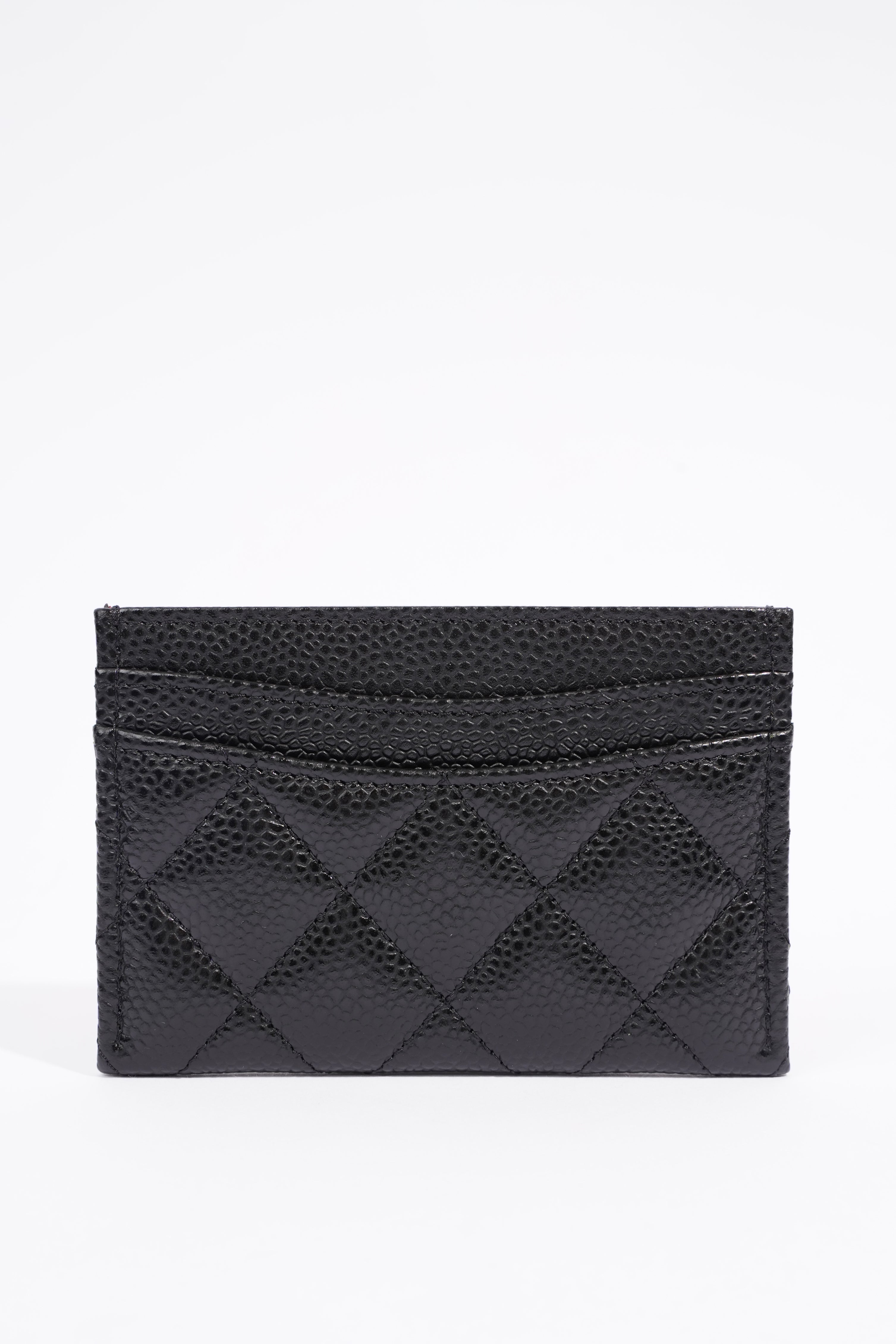 Chanel Womens Card Holder Black Caviar