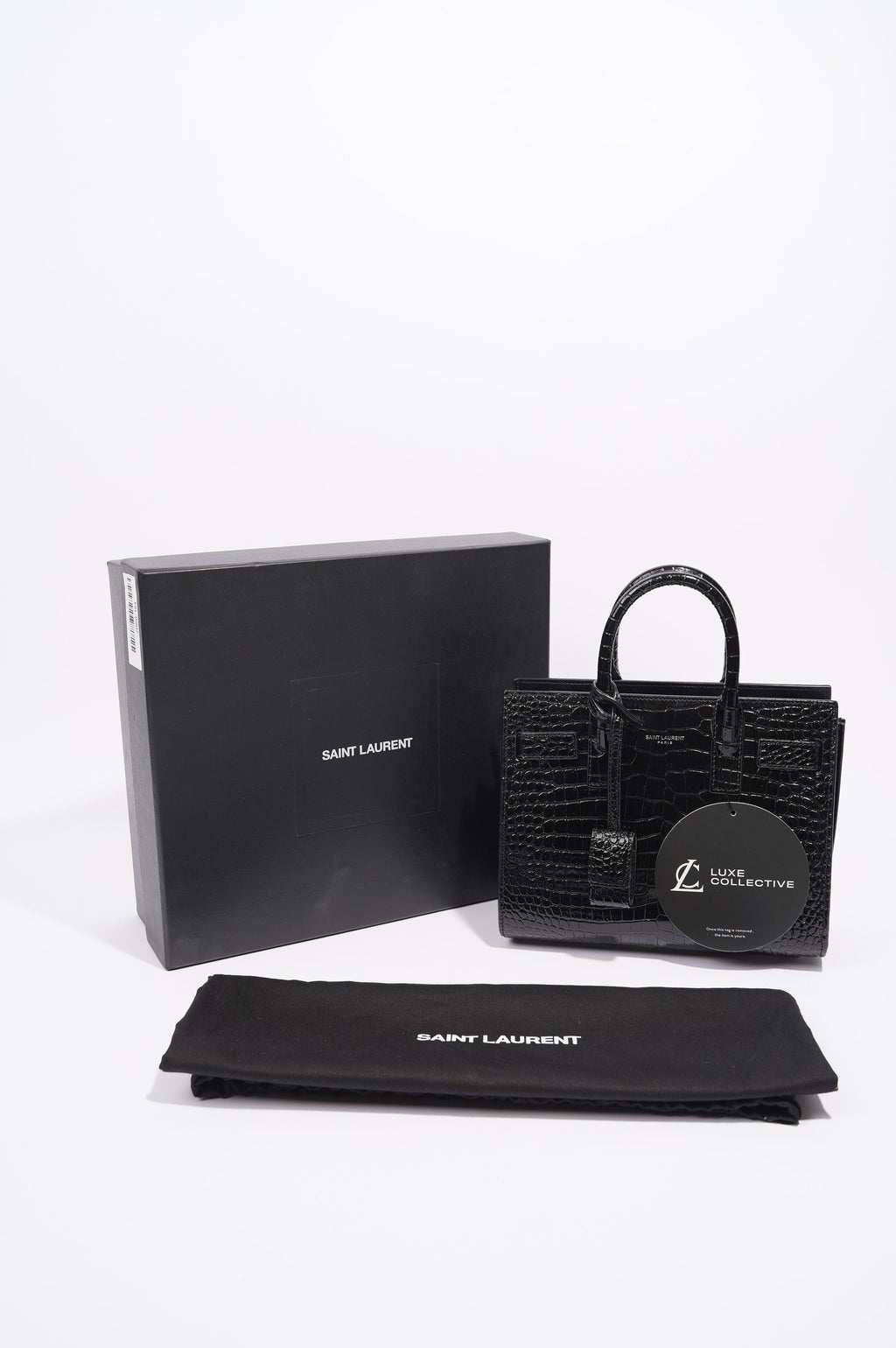 Saint Laurent Womens Sac De Jour Black Embossed Leather Nano