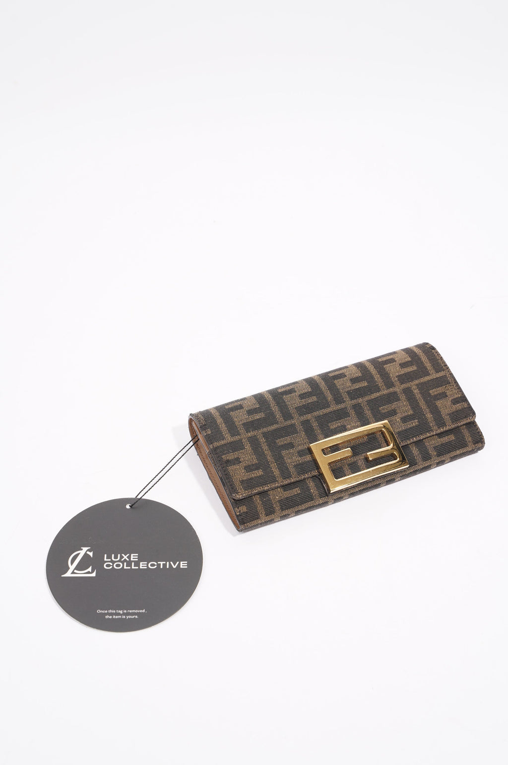 Fendi Womens Continental With Chain Monogram Canvas