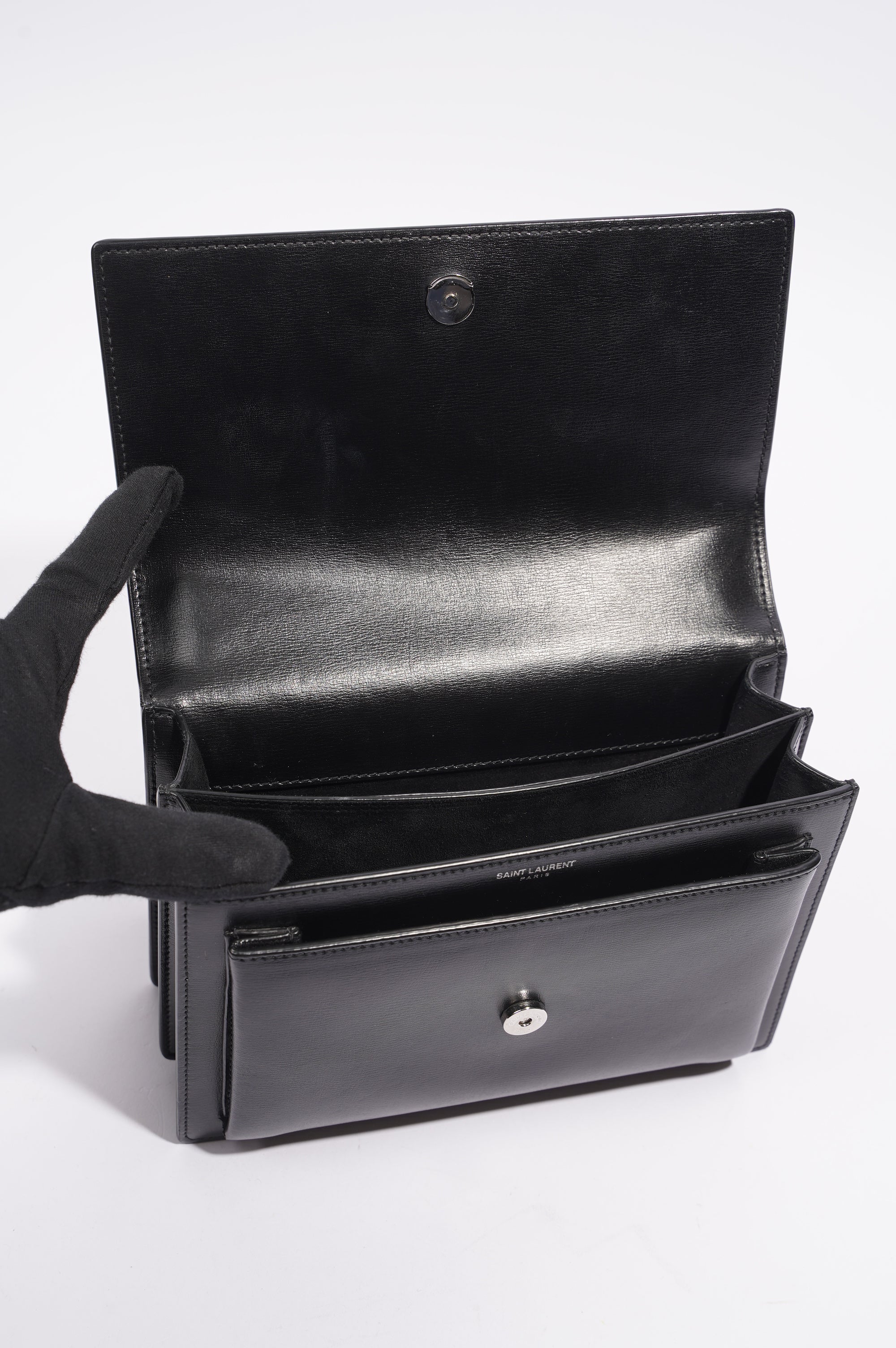 Saint Laurent Womens Sunset Chain Bag Black / Silver Medium