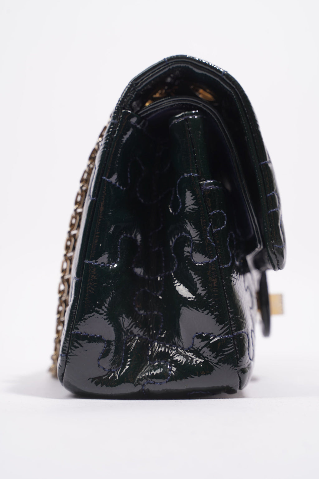 Chanel Womens Classic Puzzle 2.55 Reissue Green Patent Leather