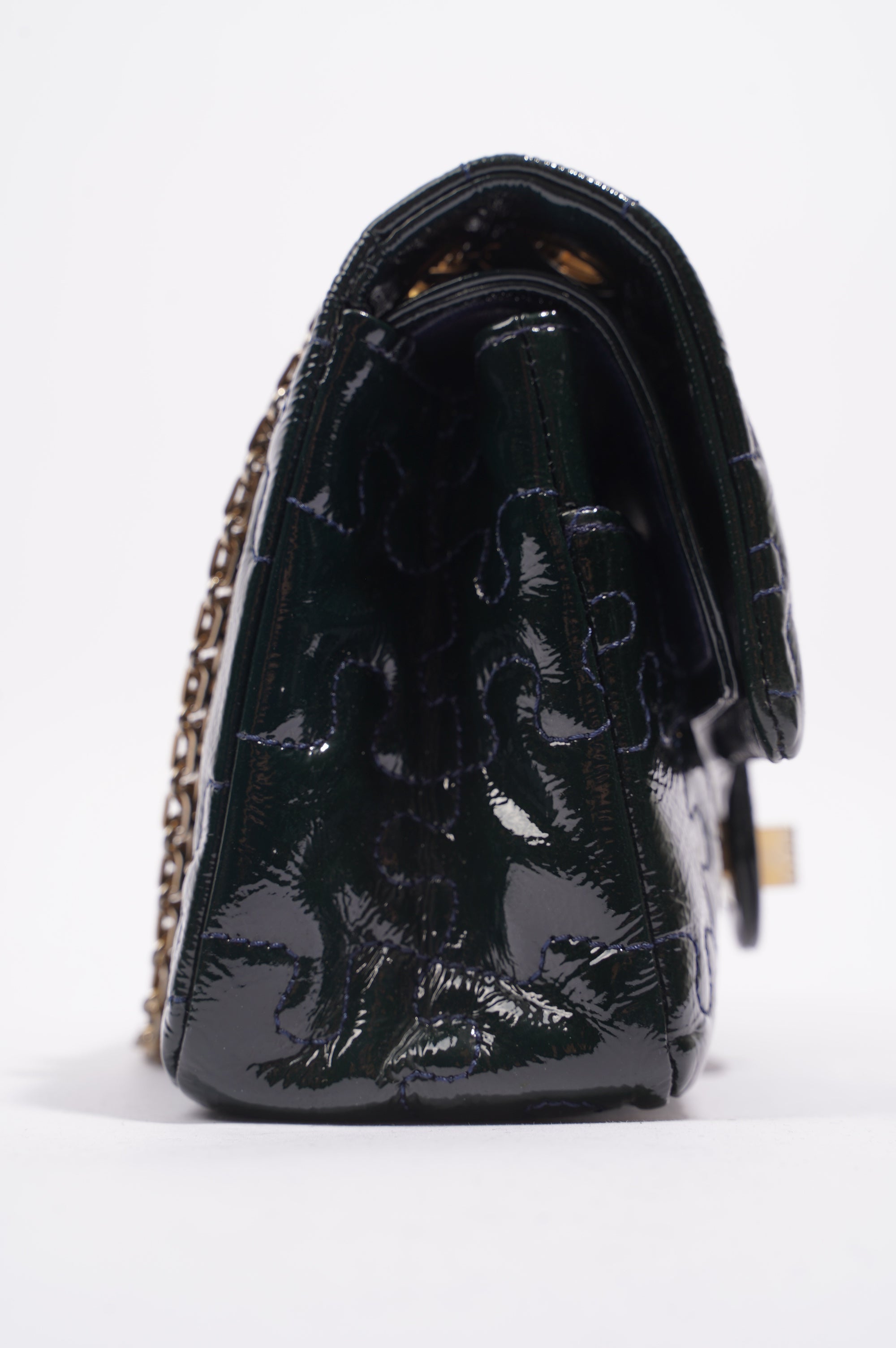 Chanel Womens Classic Puzzle 2.55 Reissue Green Patent Leather