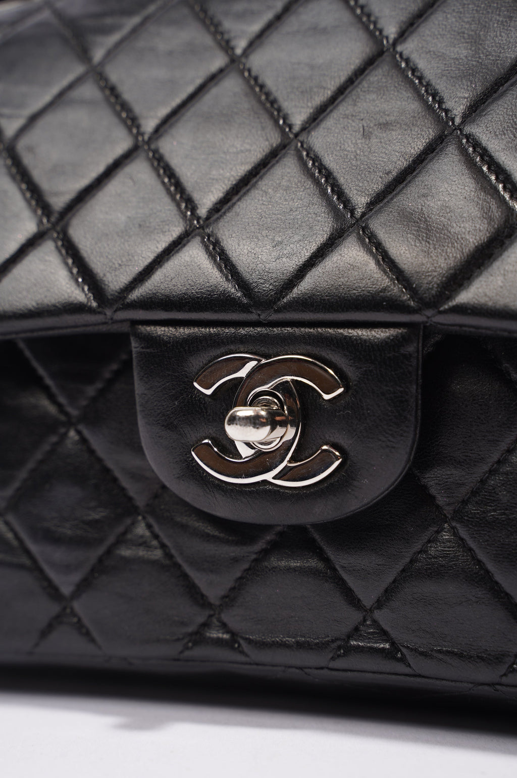 Chanel Womens Lambskin Double Flap Black Small