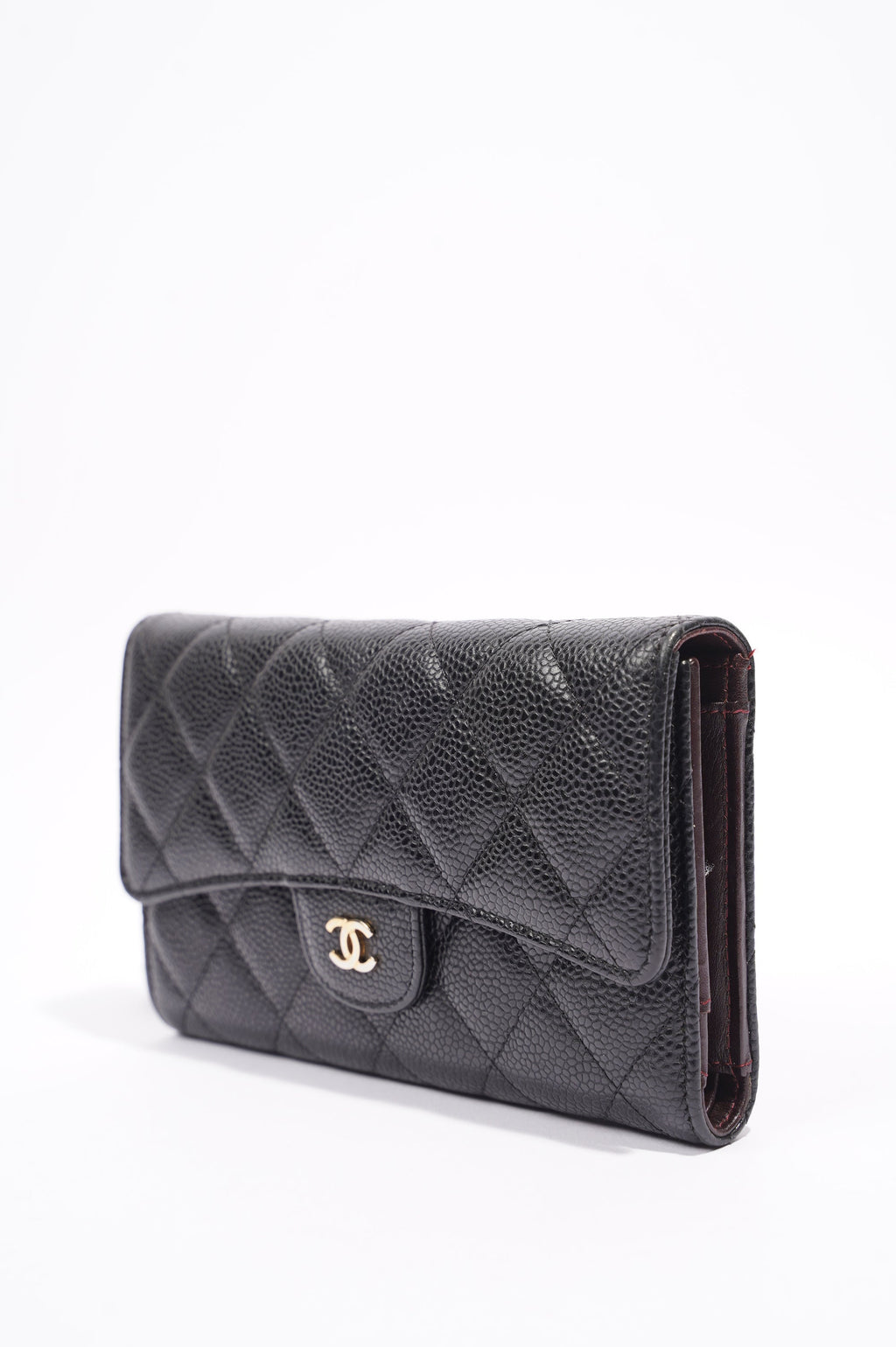 Chanel Quilted Classic Flap Wallet Black Caviar Leather