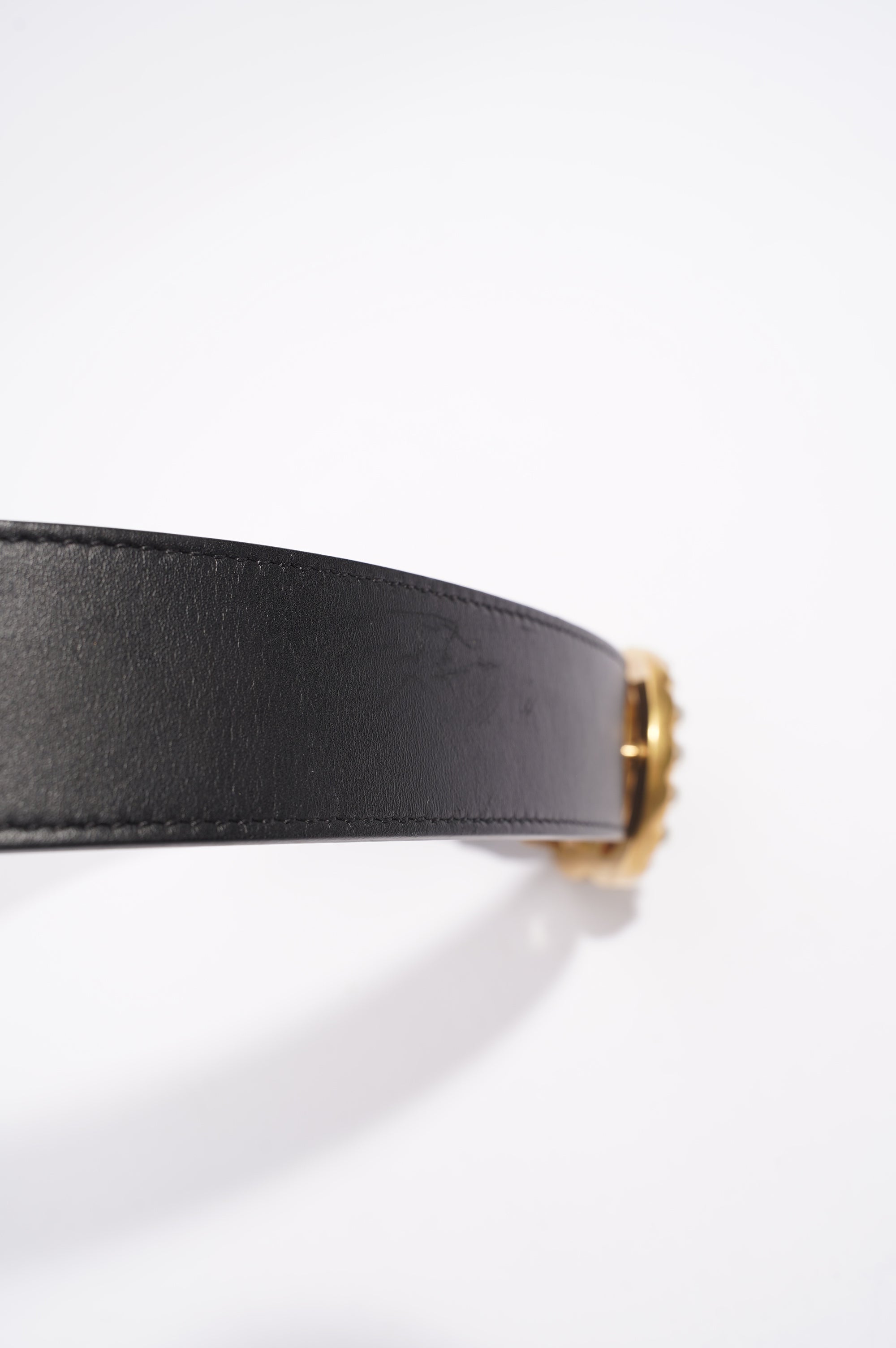 Gucci Womens Pearl Marmont Belt Black / Gold / Silver 65cm - 26"